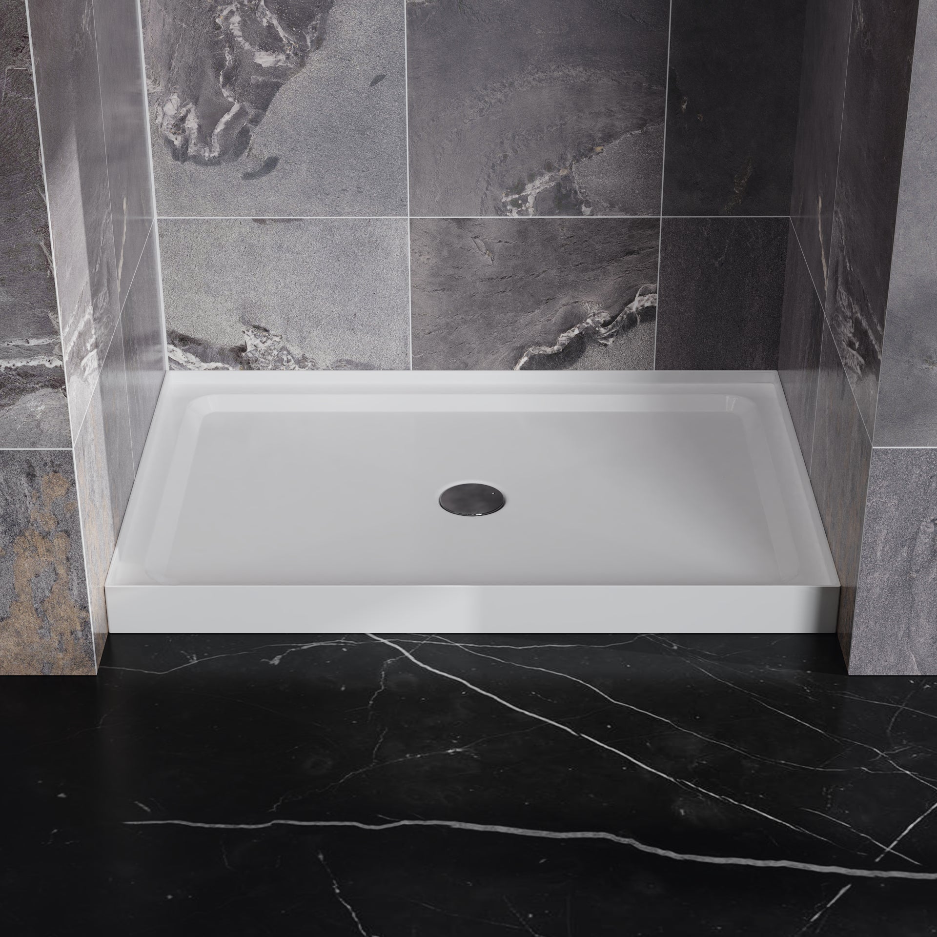 48 in. L x 32in. W ABS White Shower Base with Drain
