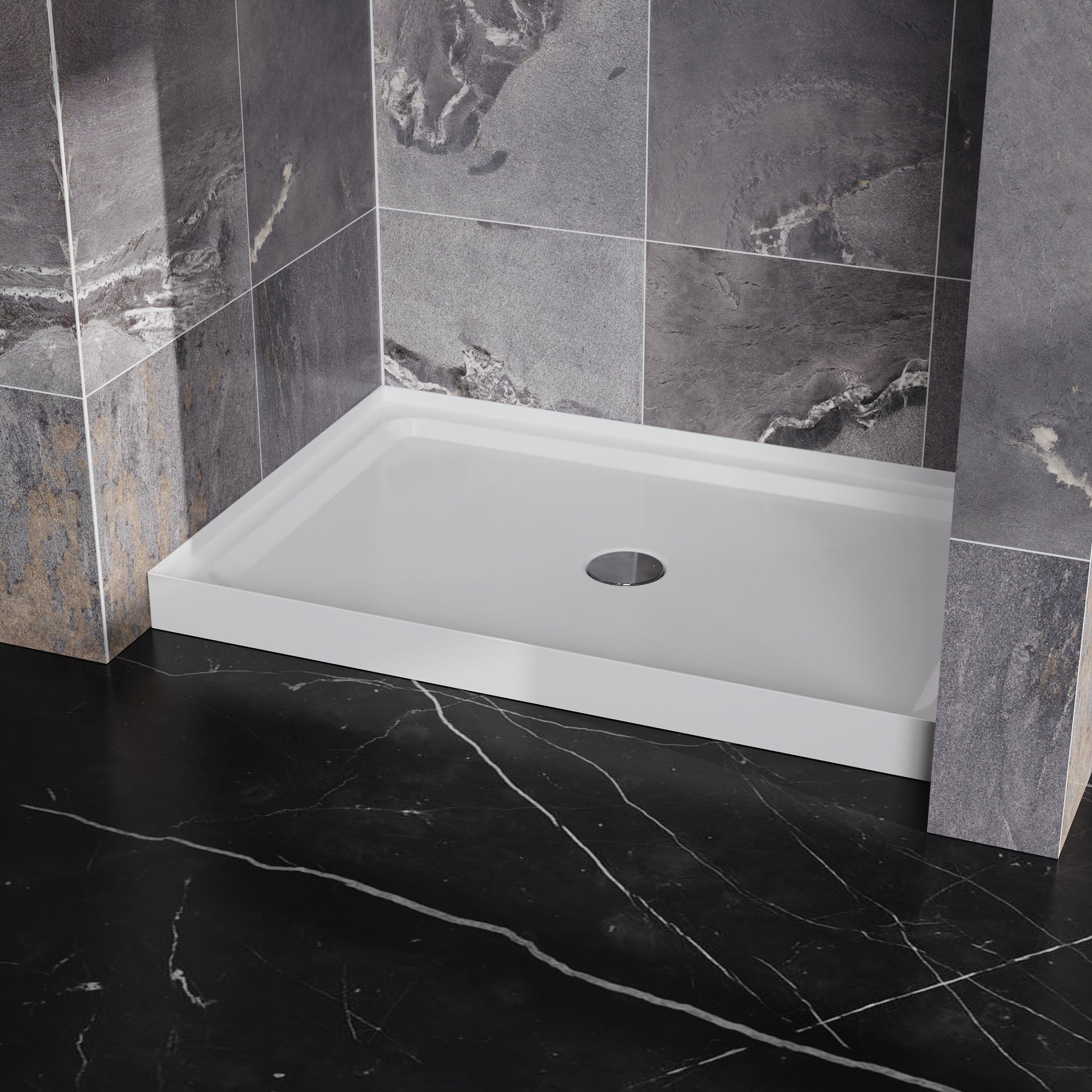 48 in. L x 32in. W ABS White Shower Base with Drain