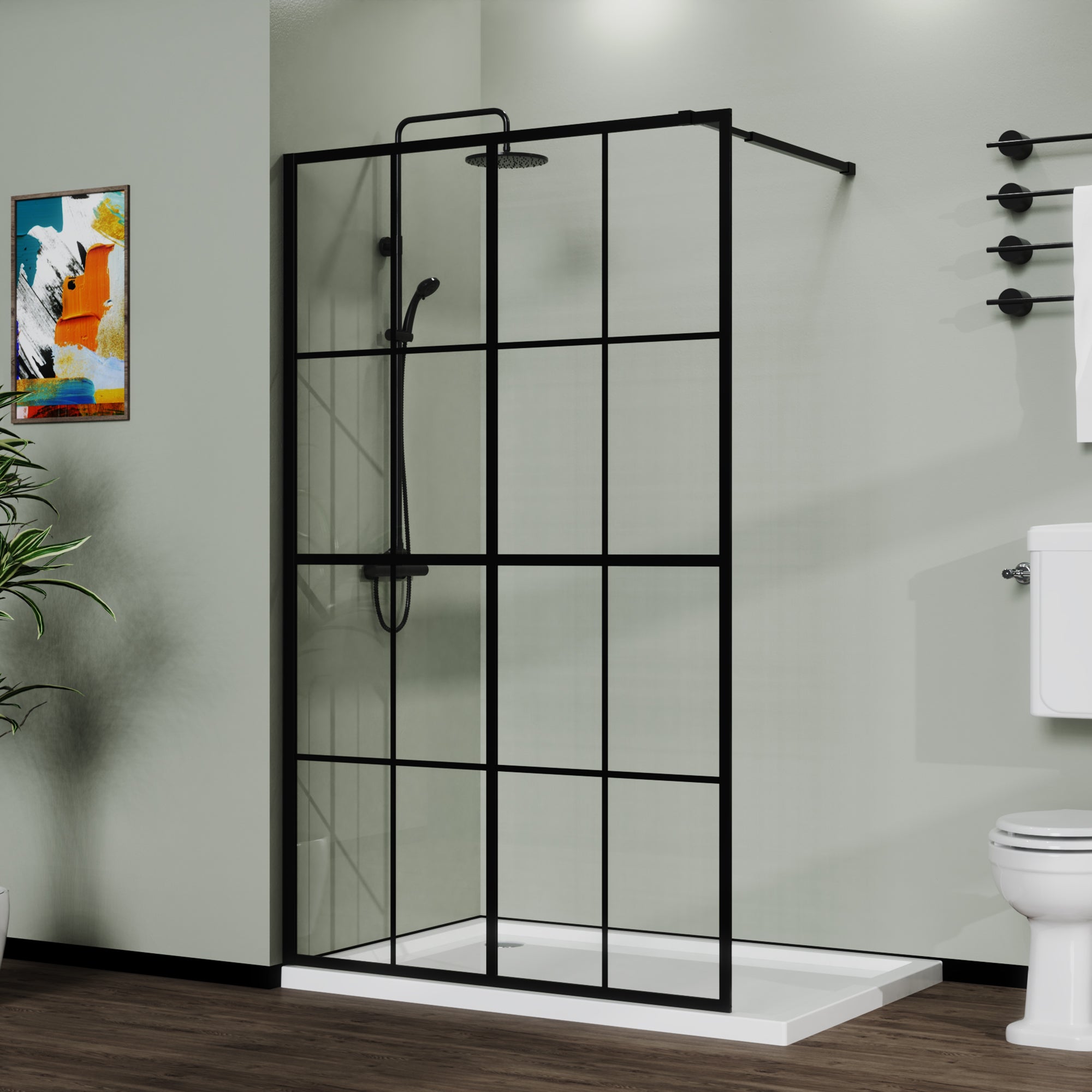 46 in. W x 72 in. H Frameless Fixed Shower Screen in Black
