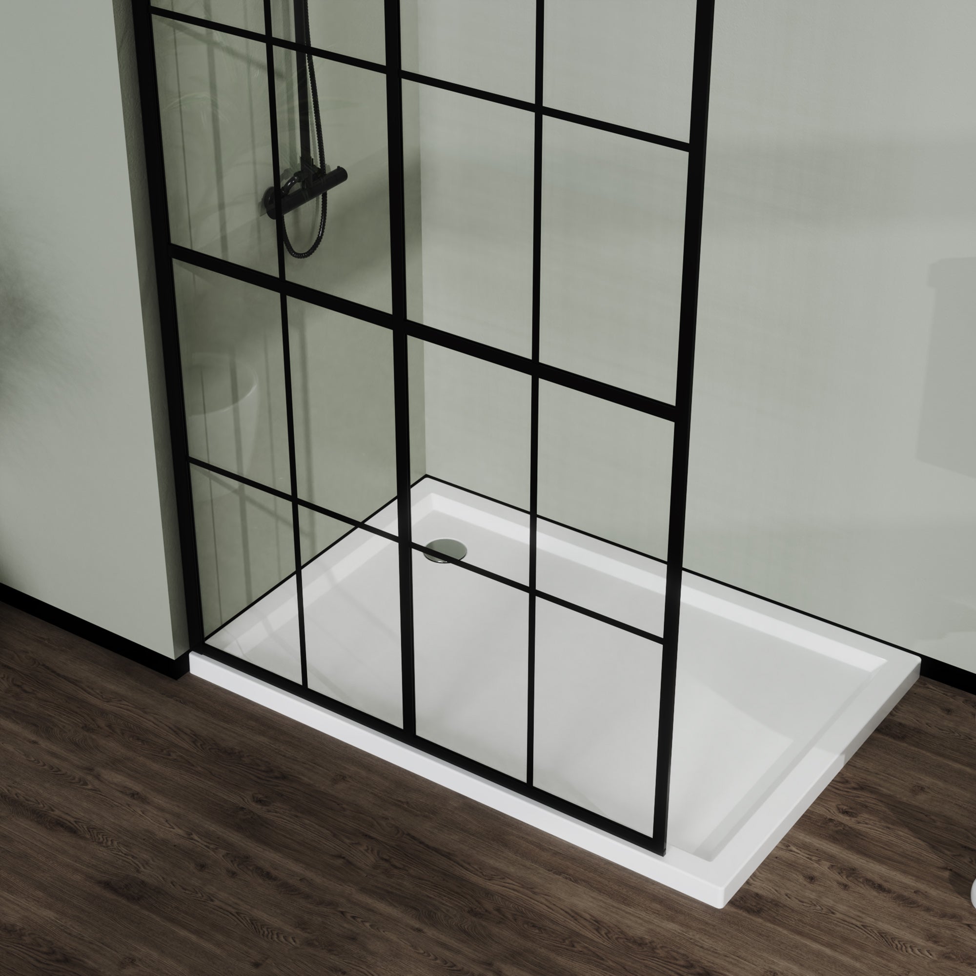 46 in. W x 72 in. H Frameless Fixed Shower Screen in Black