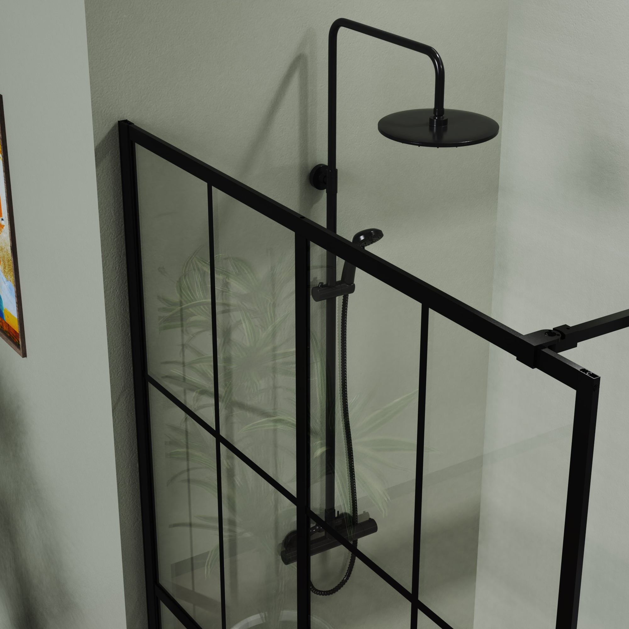 46 in. W x 72 in. H Frameless Fixed Shower Screen in Black