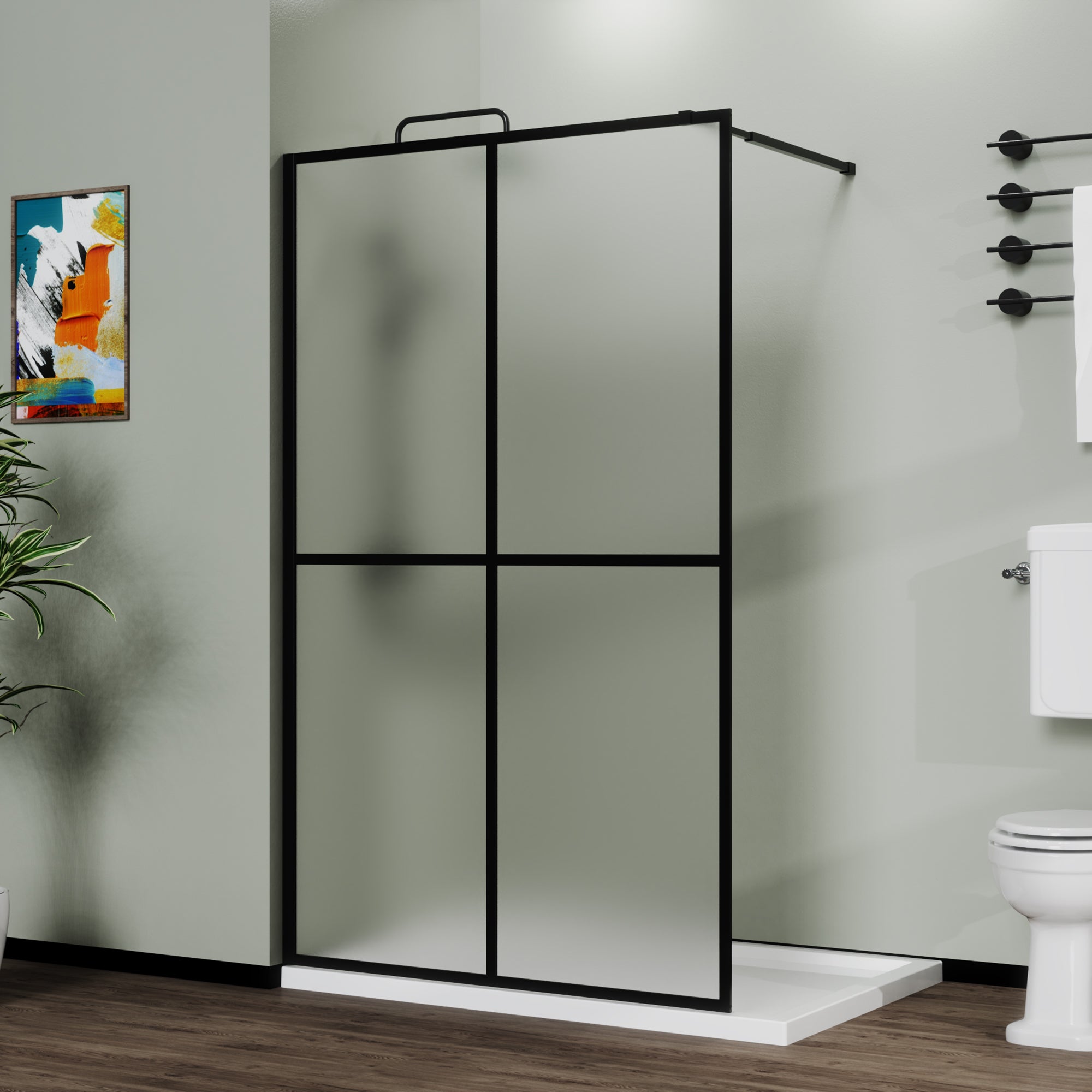 46 in. W x 72 in. H Frameless Fixed Shower Screen in Black