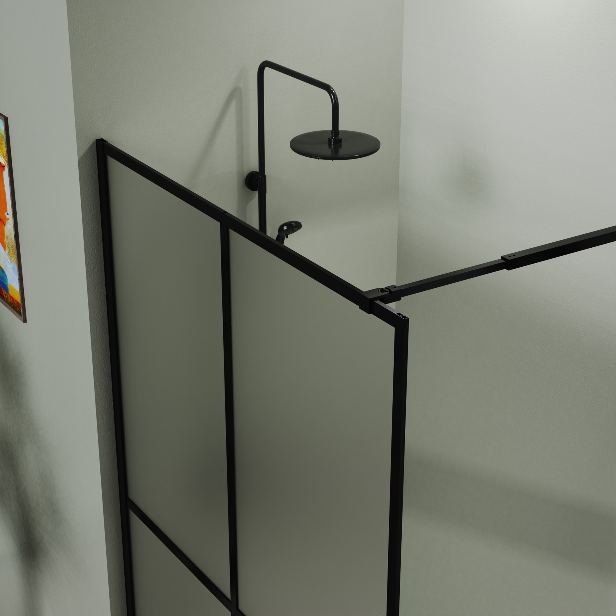 46 in. W x 72 in. H Frameless Fixed Shower Screen in Black