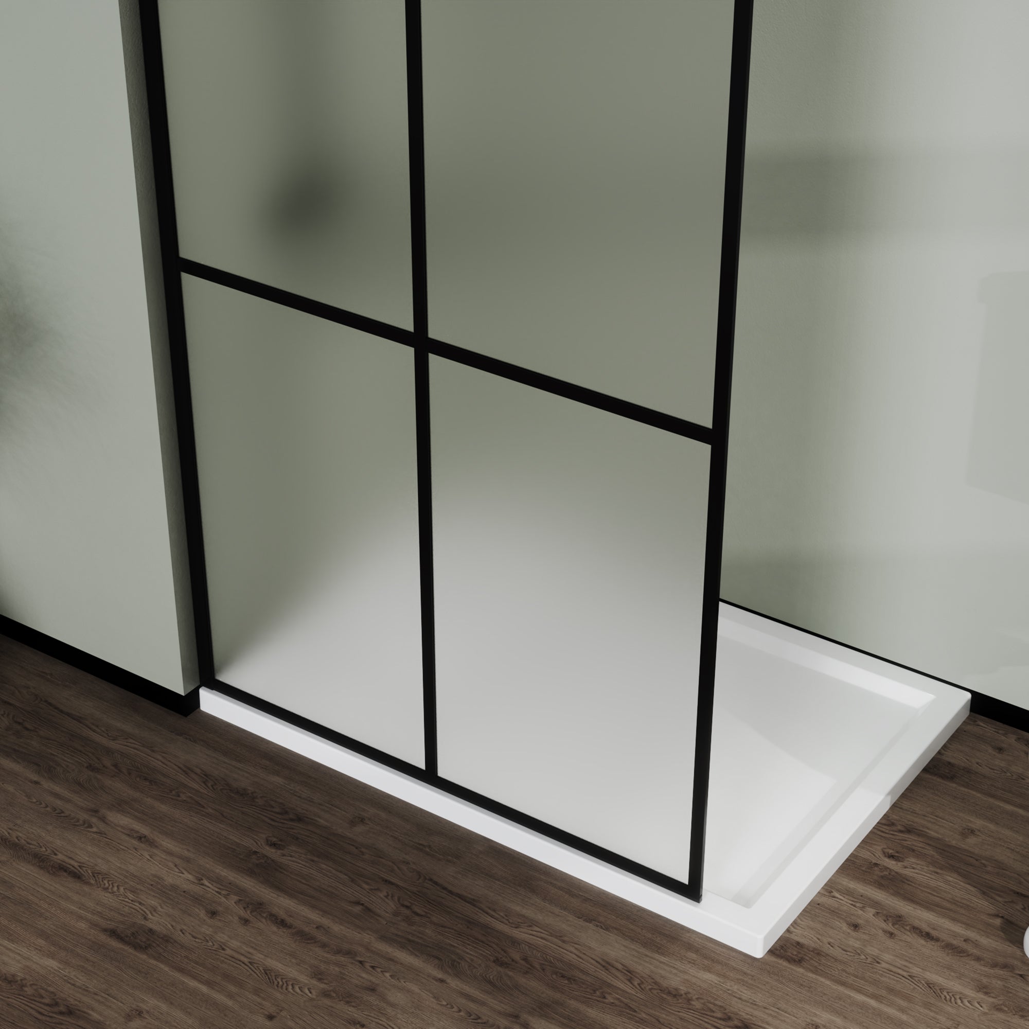 46 in. W x 72 in. H Frameless Fixed Shower Screen in Black