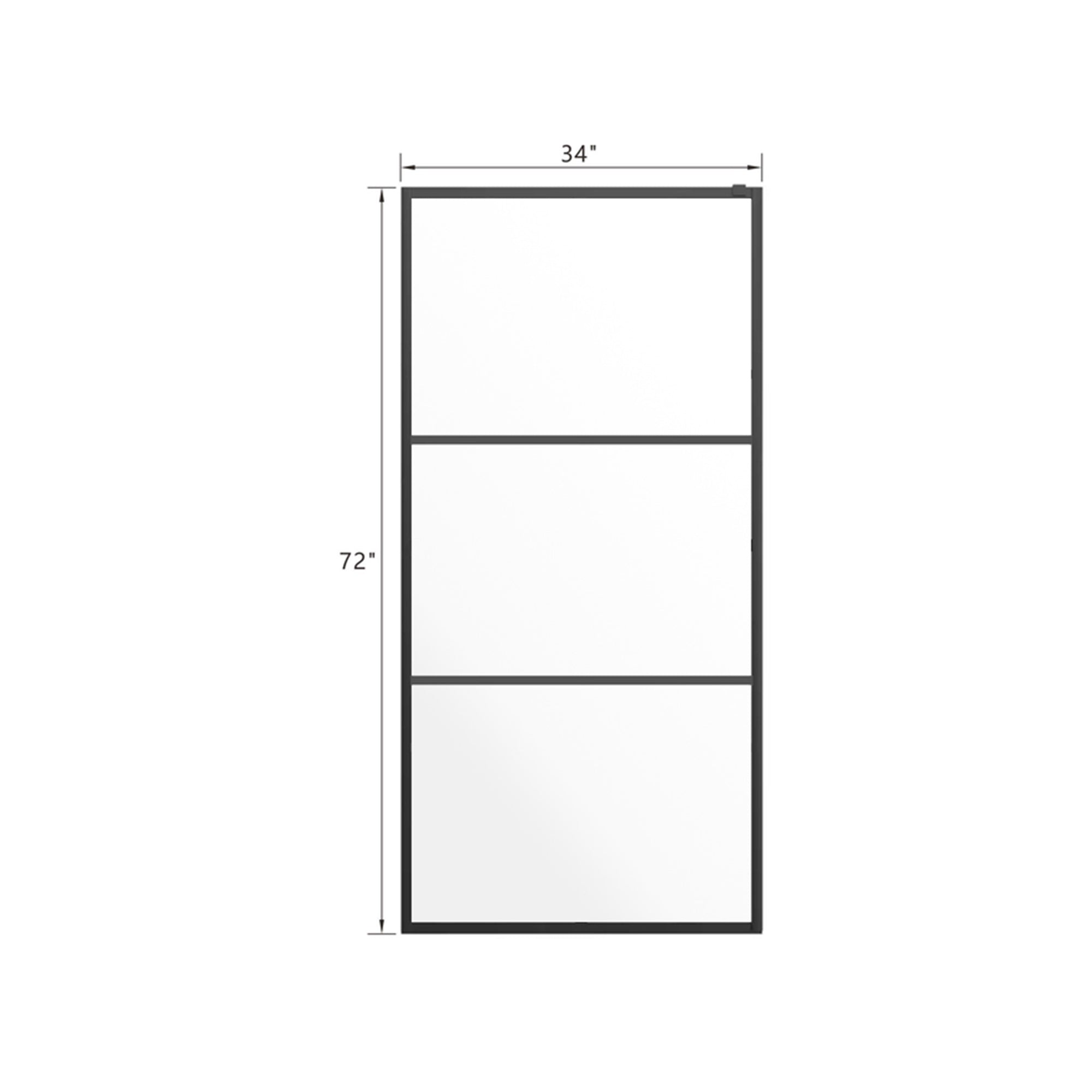 46 in. W x 72 in. H Frameless Fixed Shower Screen in Black