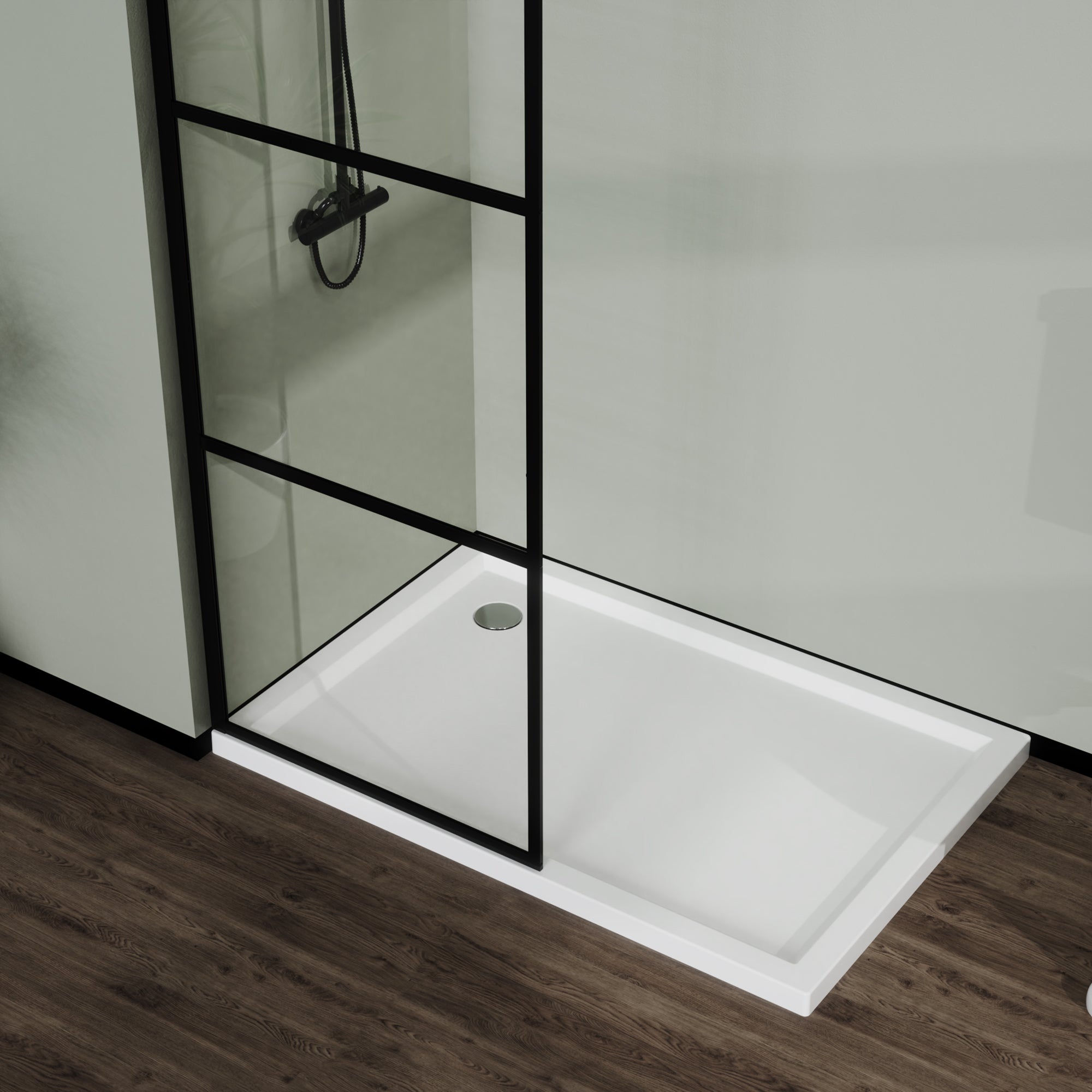 46 in. W x 72 in. H Frameless Fixed Shower Screen in Black