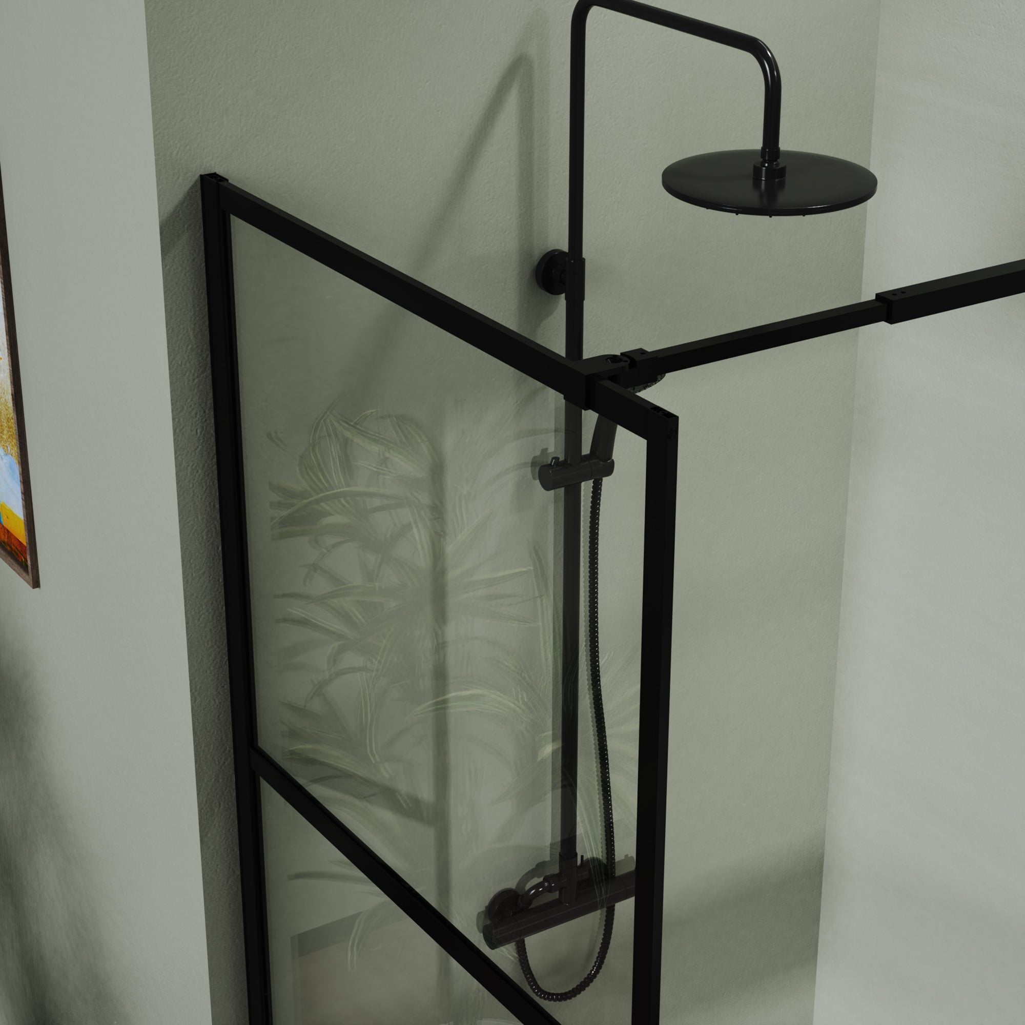 46 in. W x 72 in. H Frameless Fixed Shower Screen in Black