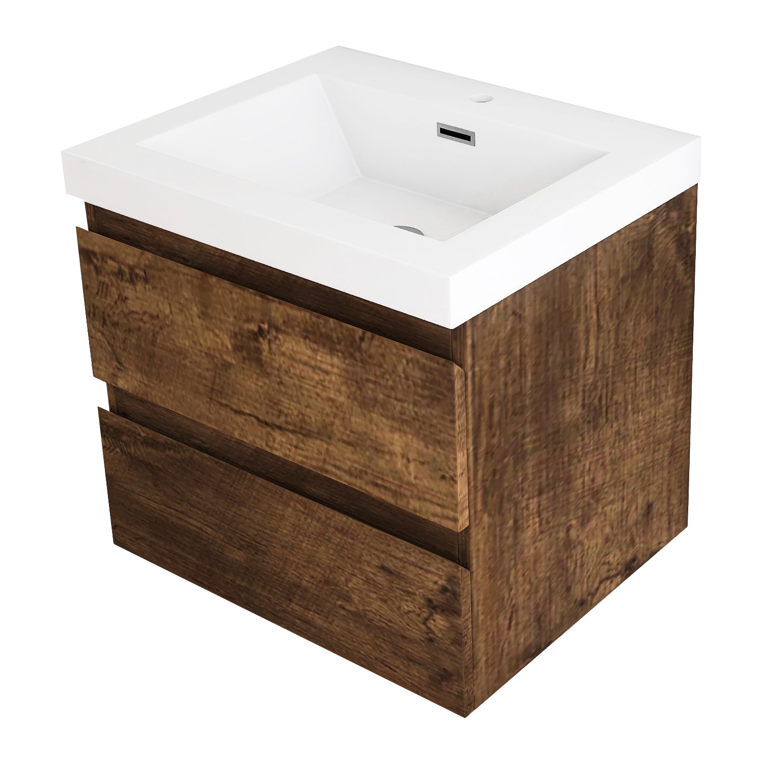 Wall-Mounted 2-drawer Bathroom Vanity Set with Integrated Resin Sink