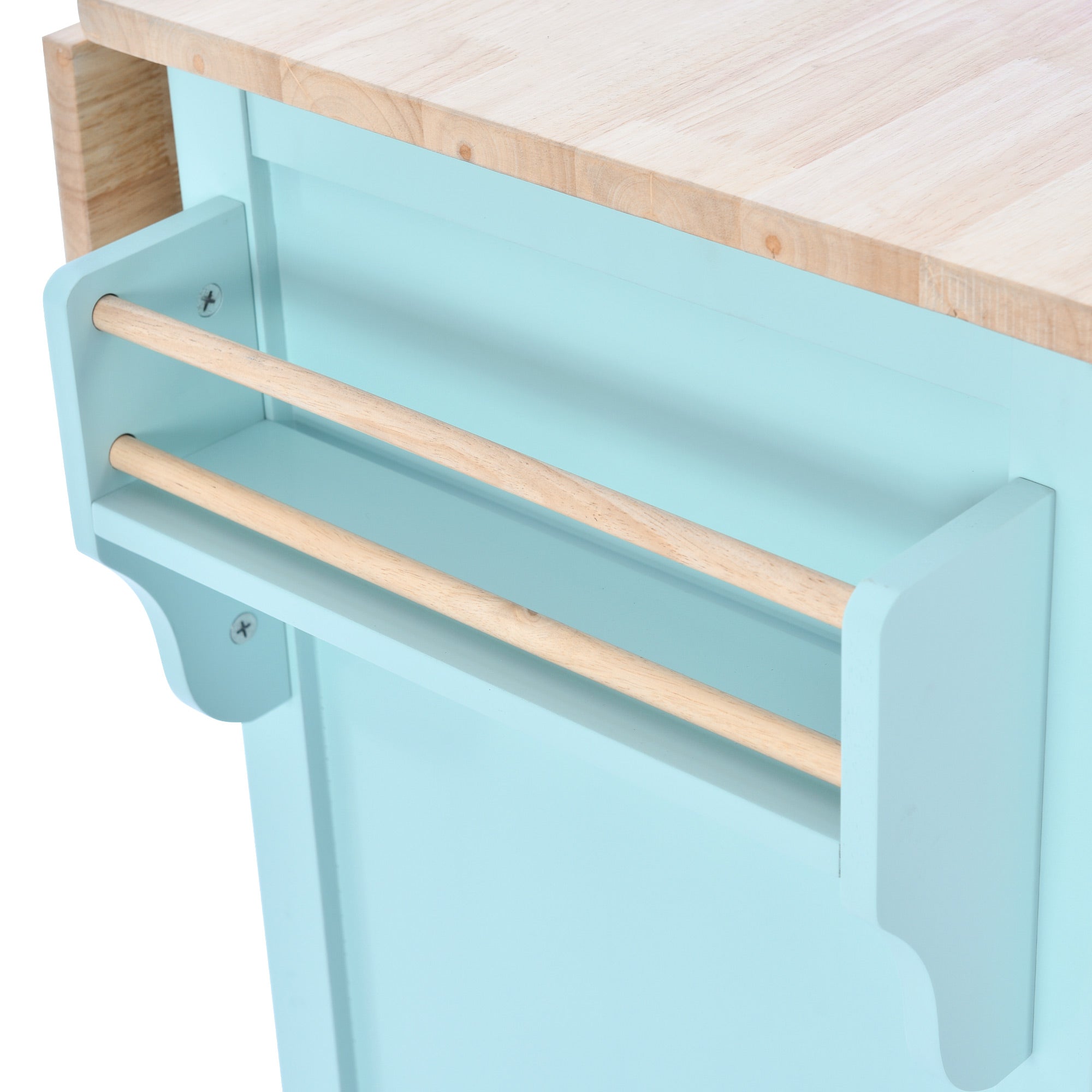 White/Mint Green/Black MDF Kitchen Cart Multifunctional with Storage Cabinet and 2 Drawers