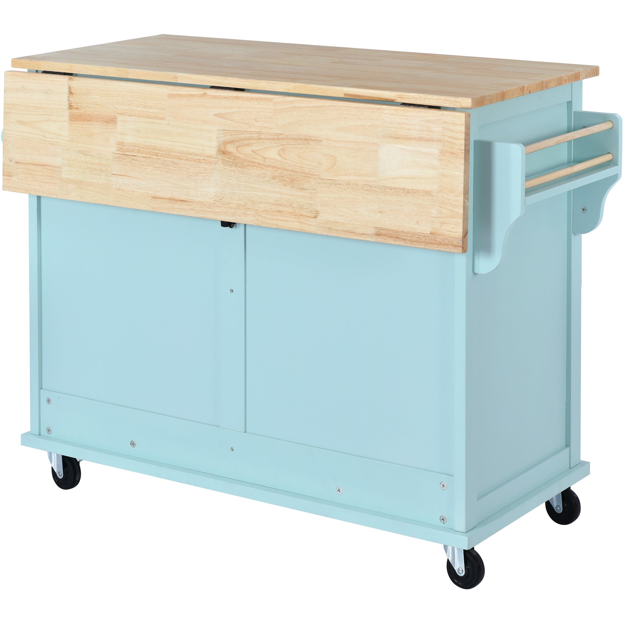 White/Mint Green/Black MDF Kitchen Cart Multifunctional with Storage Cabinet and 2 Drawers