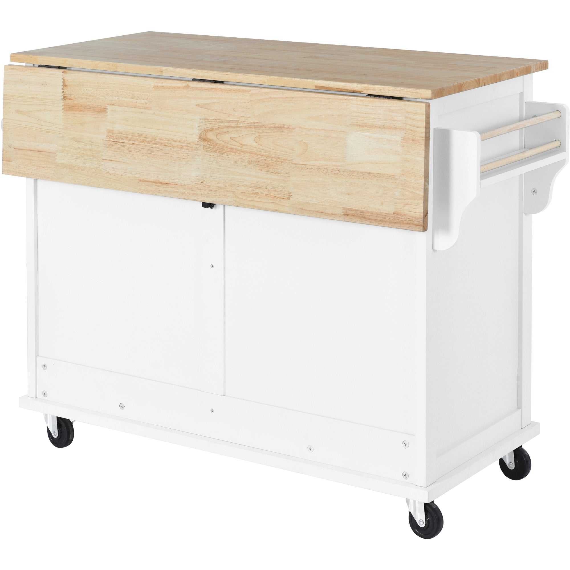 White/Mint Green/Black MDF Kitchen Cart Multifunctional with Storage Cabinet and 2 Drawers