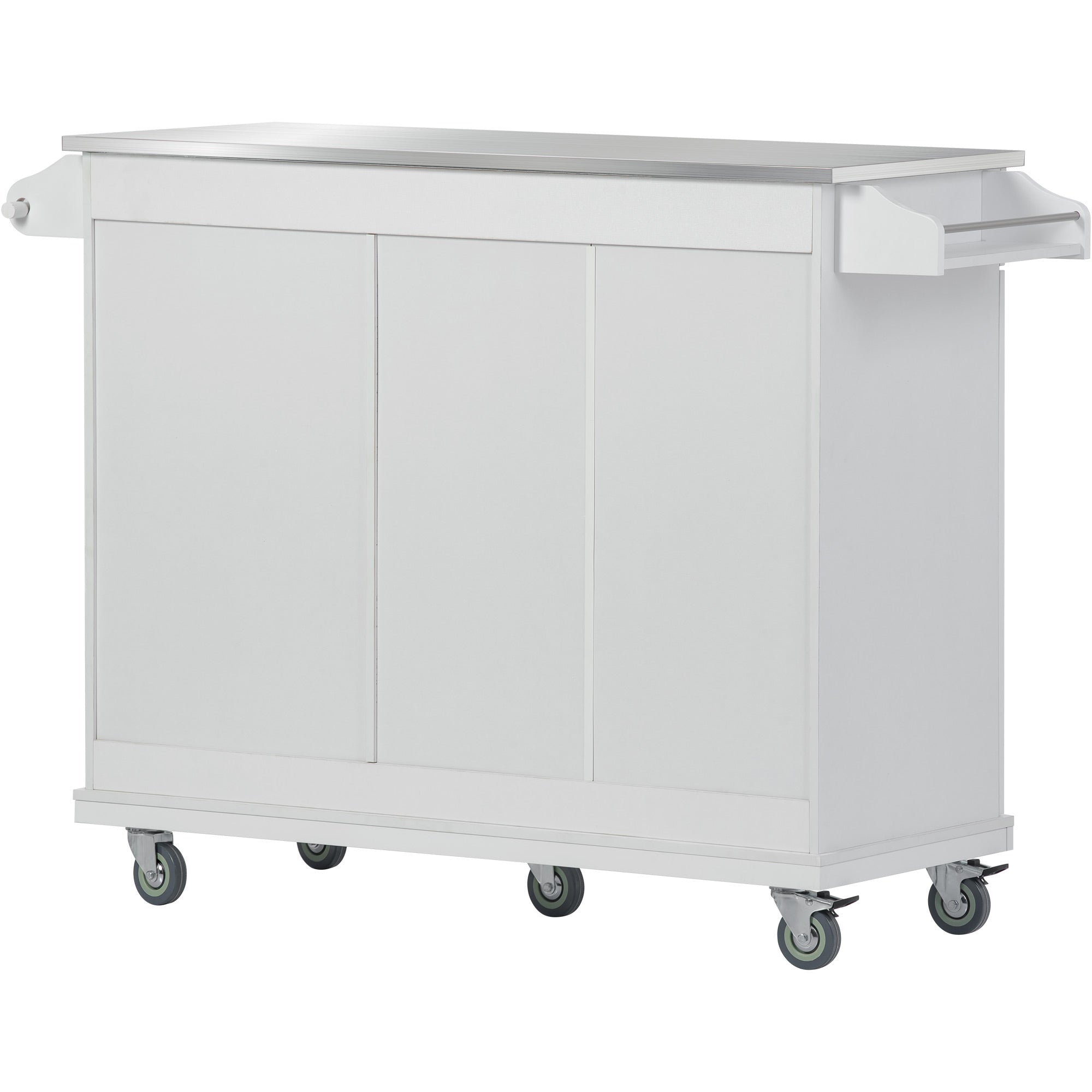 White MDF Kitchen Cart Multifunctional with Wine Rack and Goblet Holder