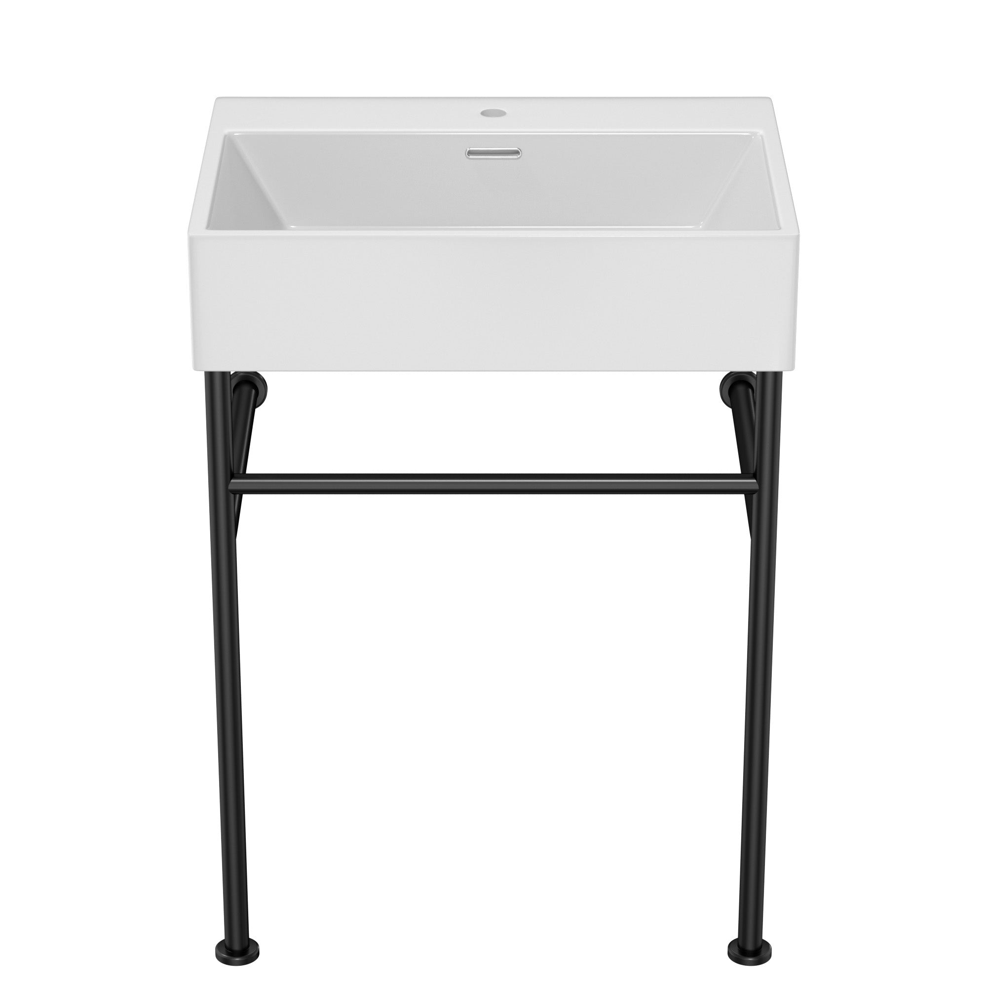 Rectangle Ceramic Console Bathroom Sink with Overflow