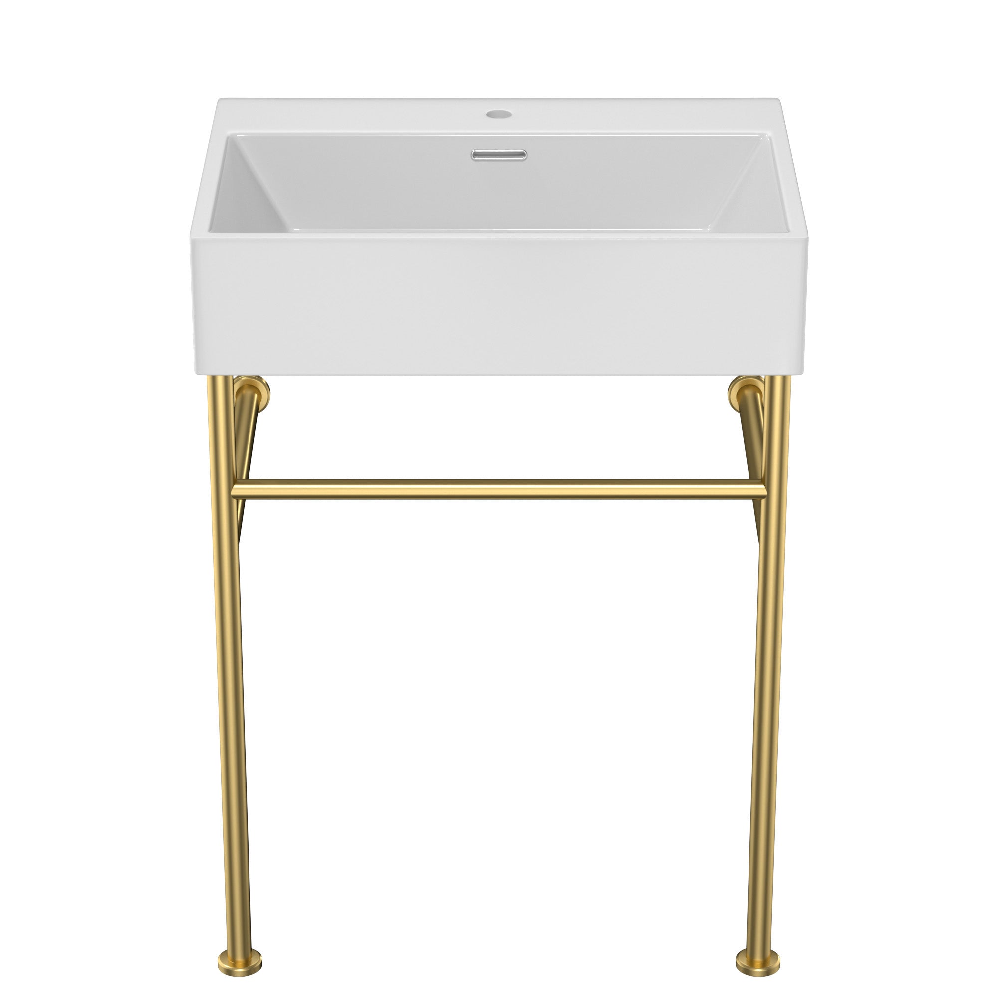 Rectangle Ceramic Console Bathroom Sink with Overflow