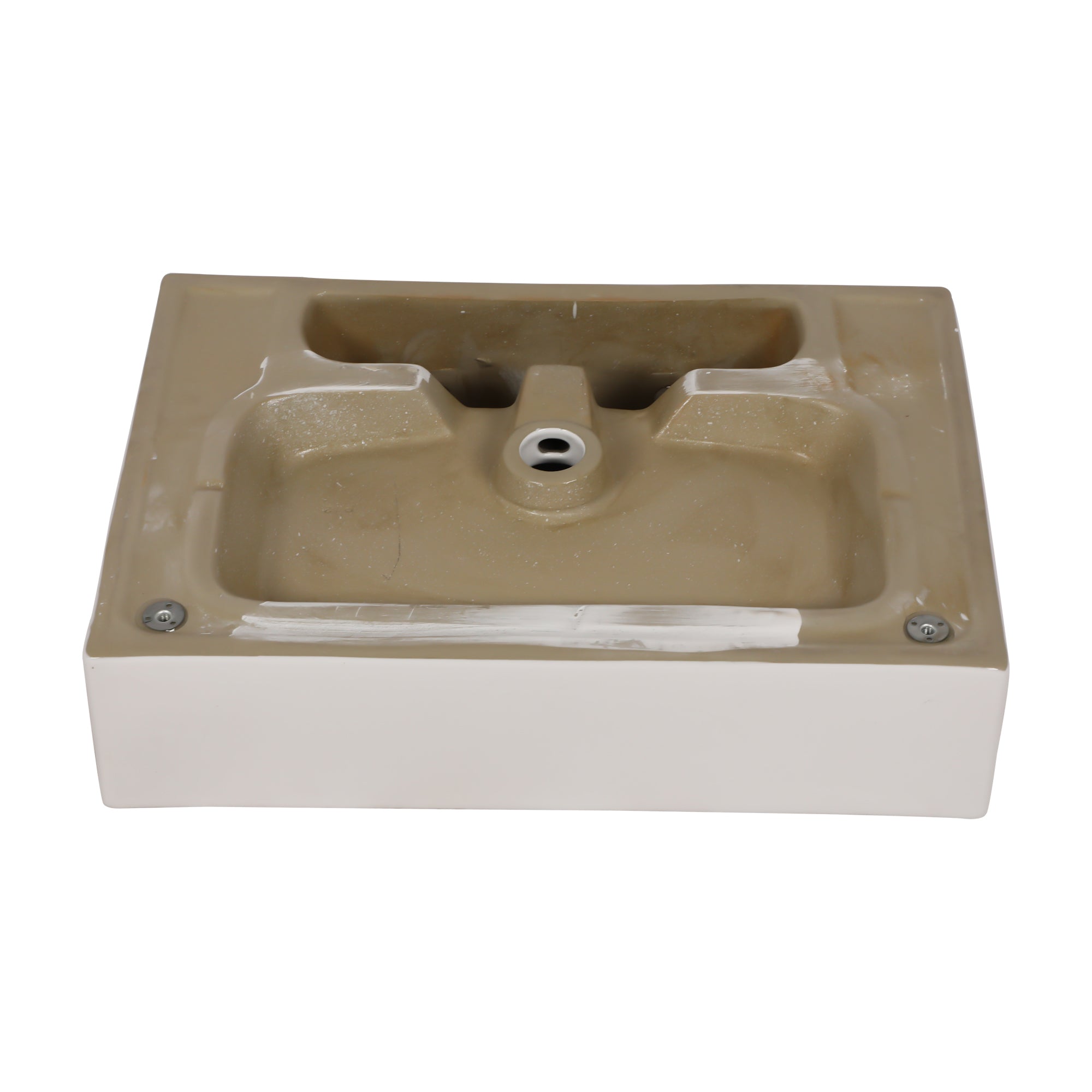 Rectangle Ceramic Console Bathroom Sink with Overflow