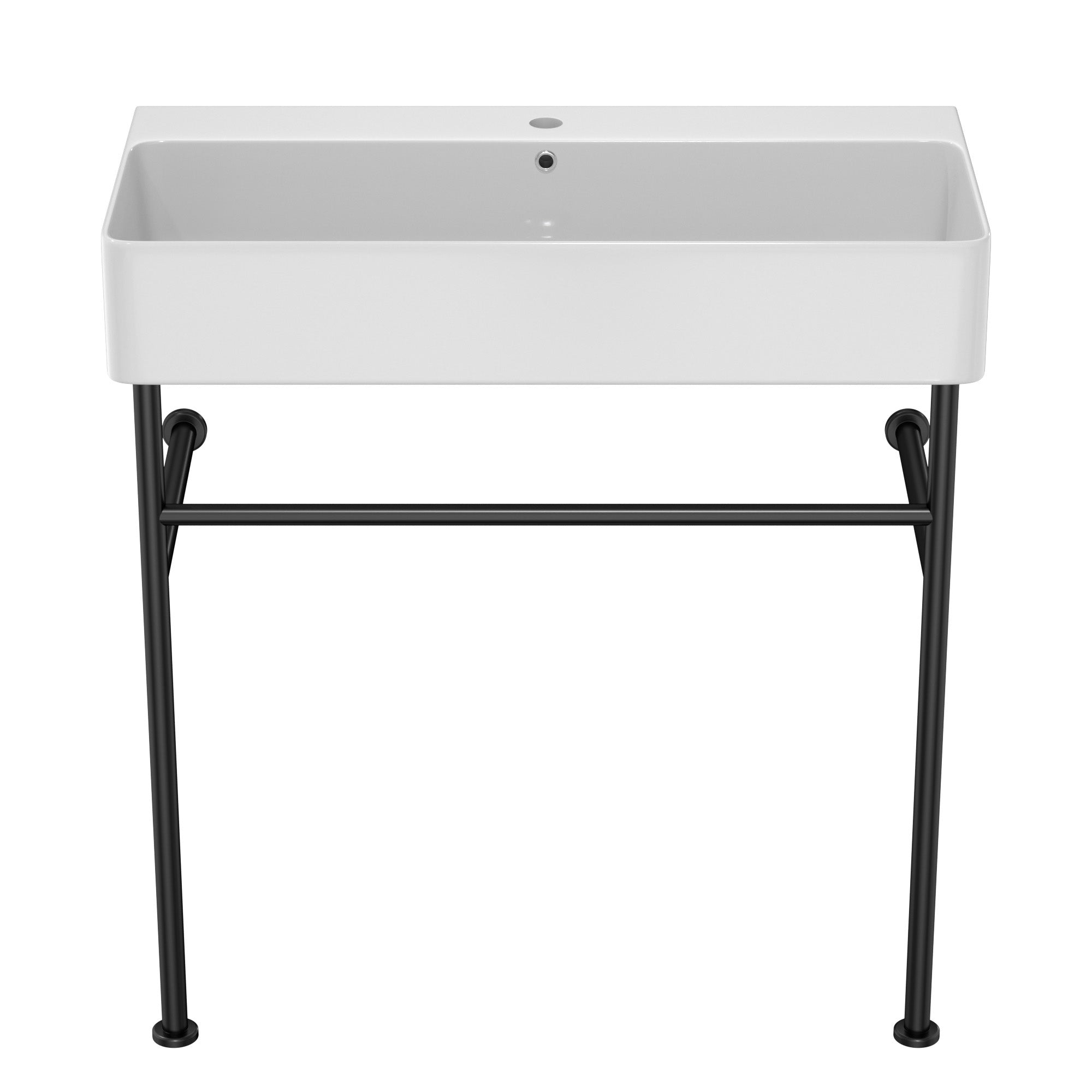 Rectangle Ceramic Console Bathroom Sink with Overflow
