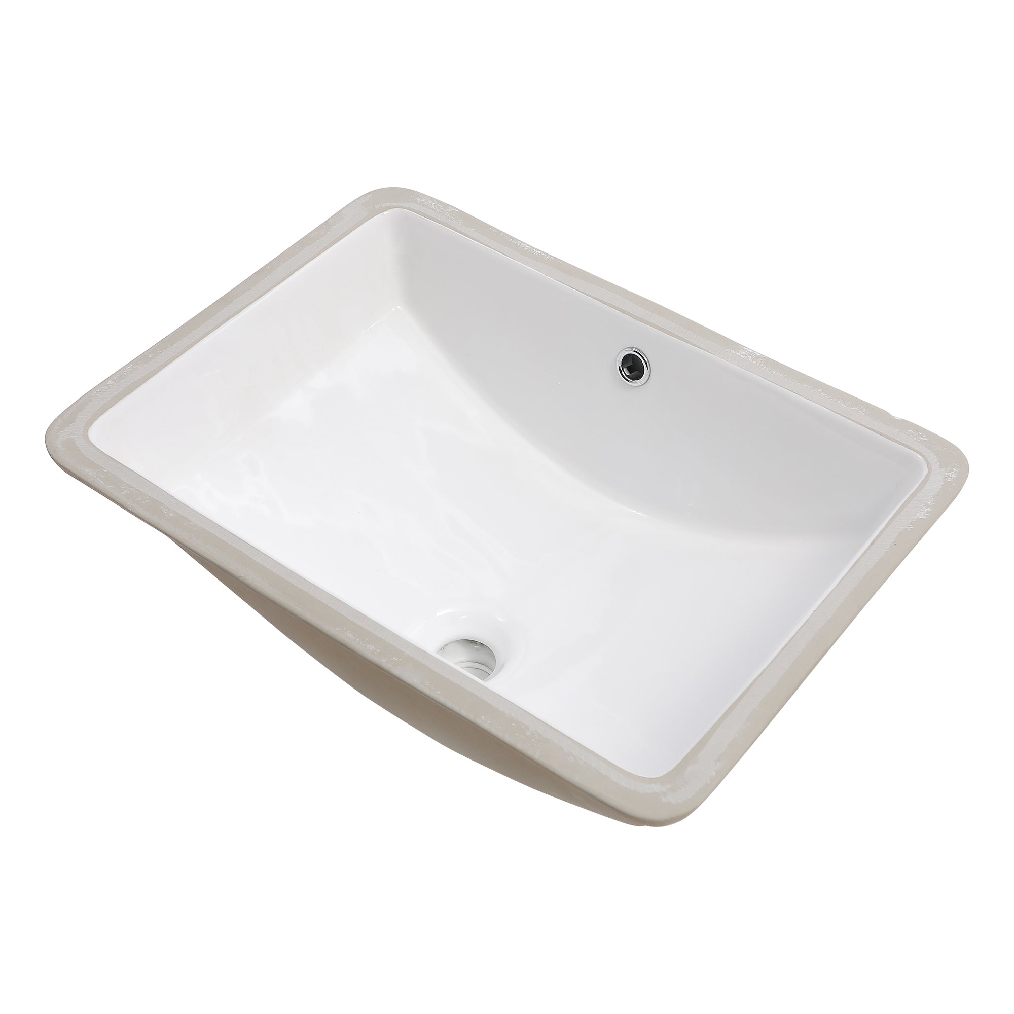 Rectangular Ceramic Undermount Bathroom Sink with Overflow