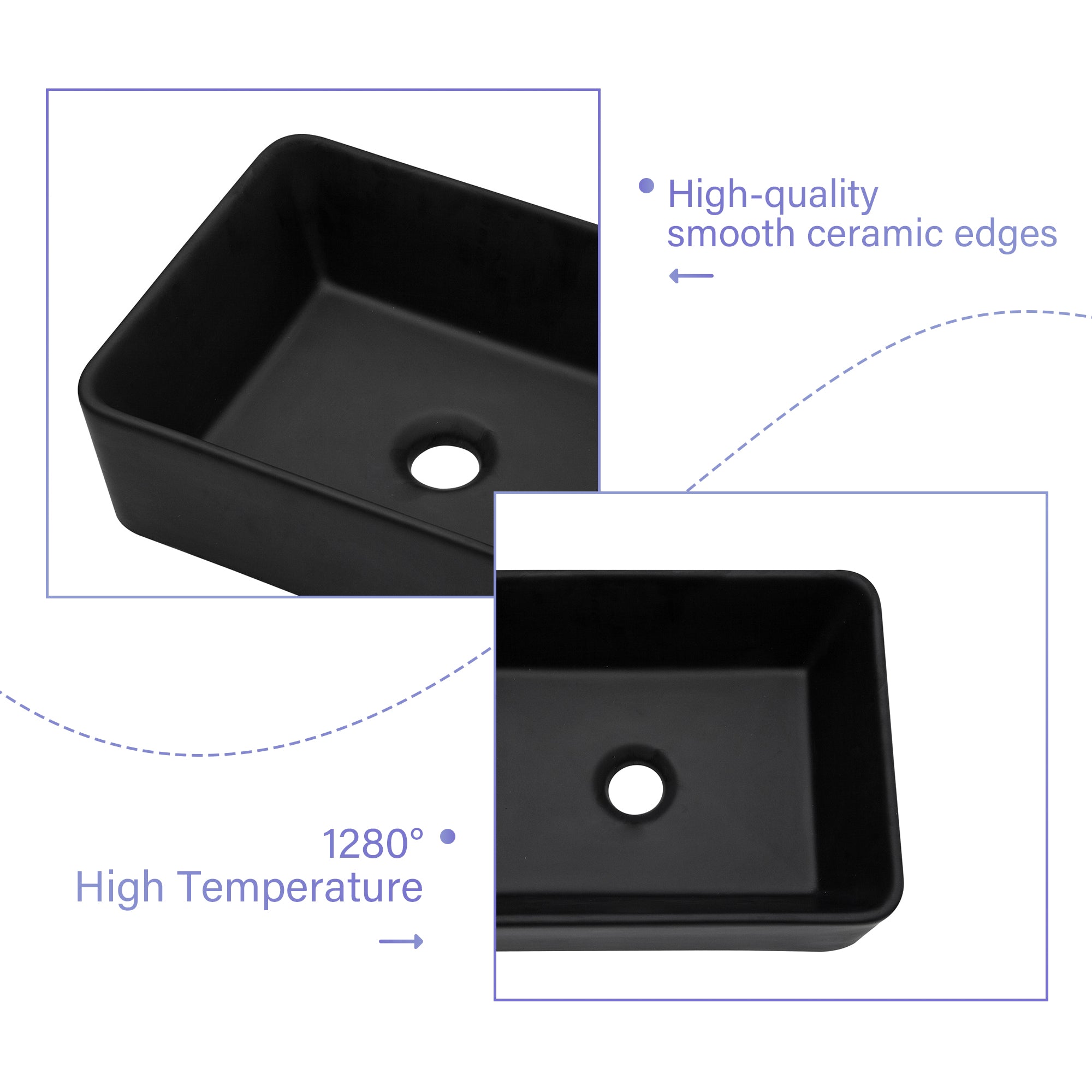 Rectangle Ceramic Vessel Bathroom Sink
