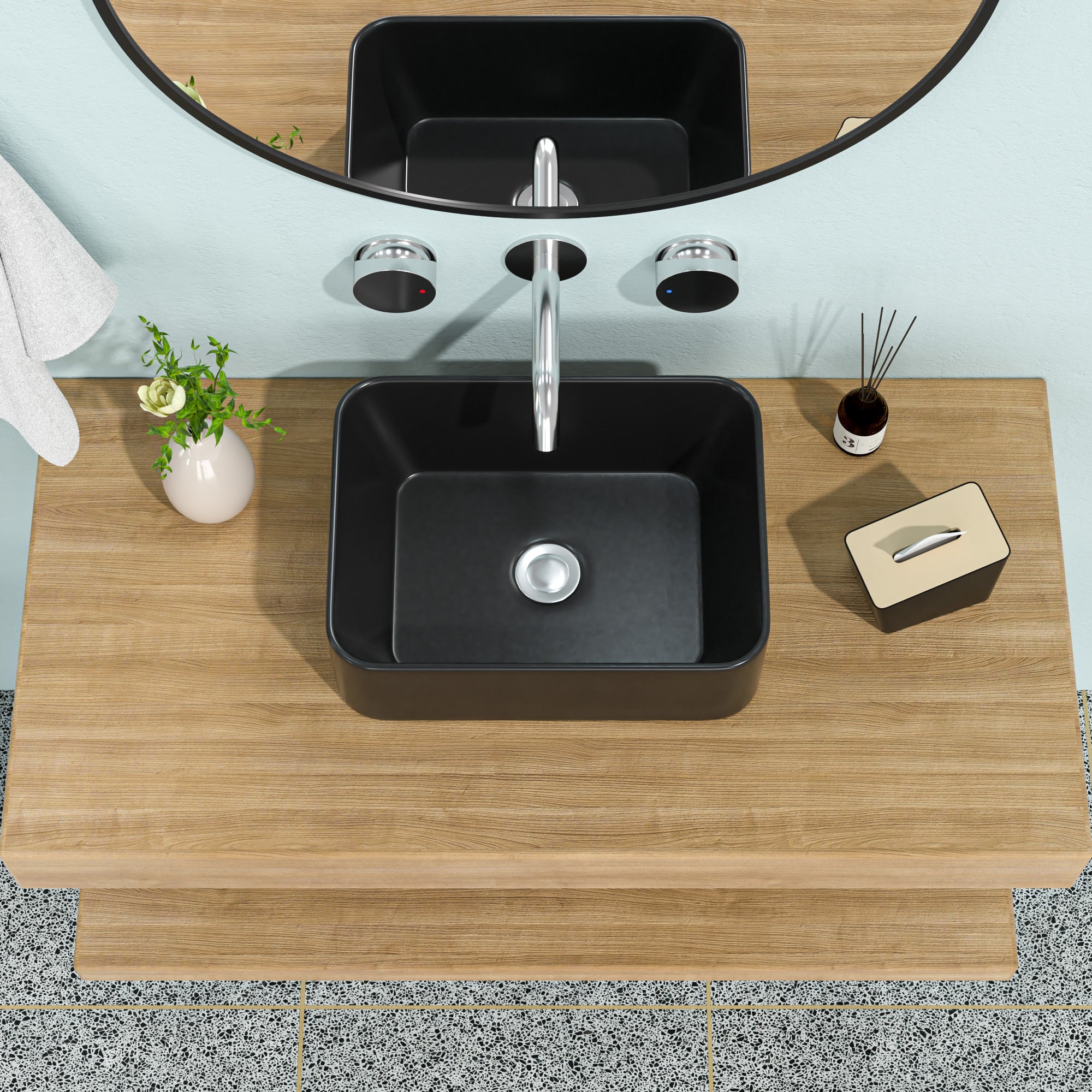 Rectangle Ceramic Vessel Bathroom Sink