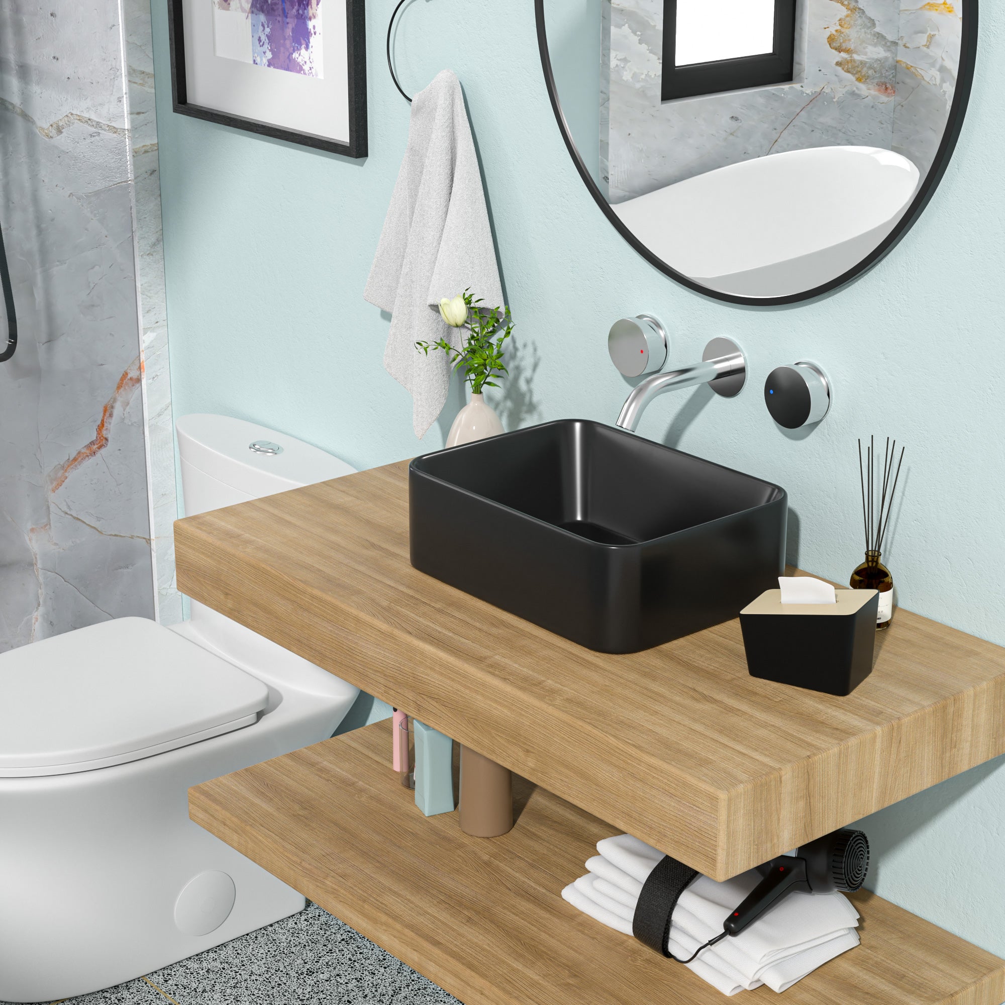 Rectangle Ceramic Vessel Bathroom Sink