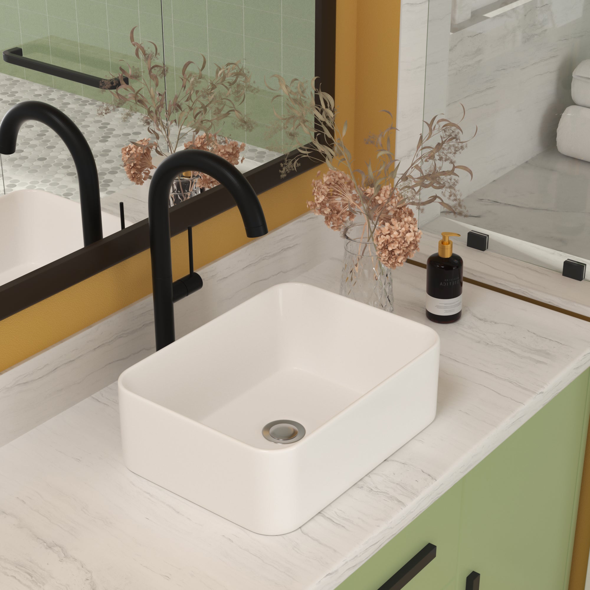Rectangle Ceramic Vessel Bathroom Sink