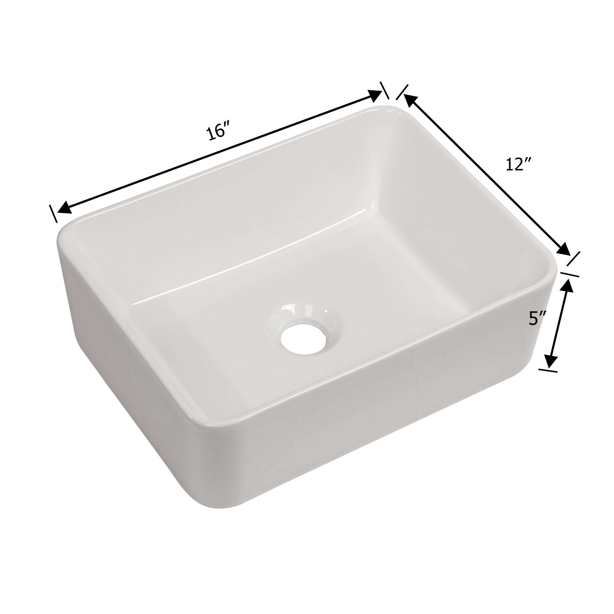 Rectangle Ceramic Vessel Bathroom Sink