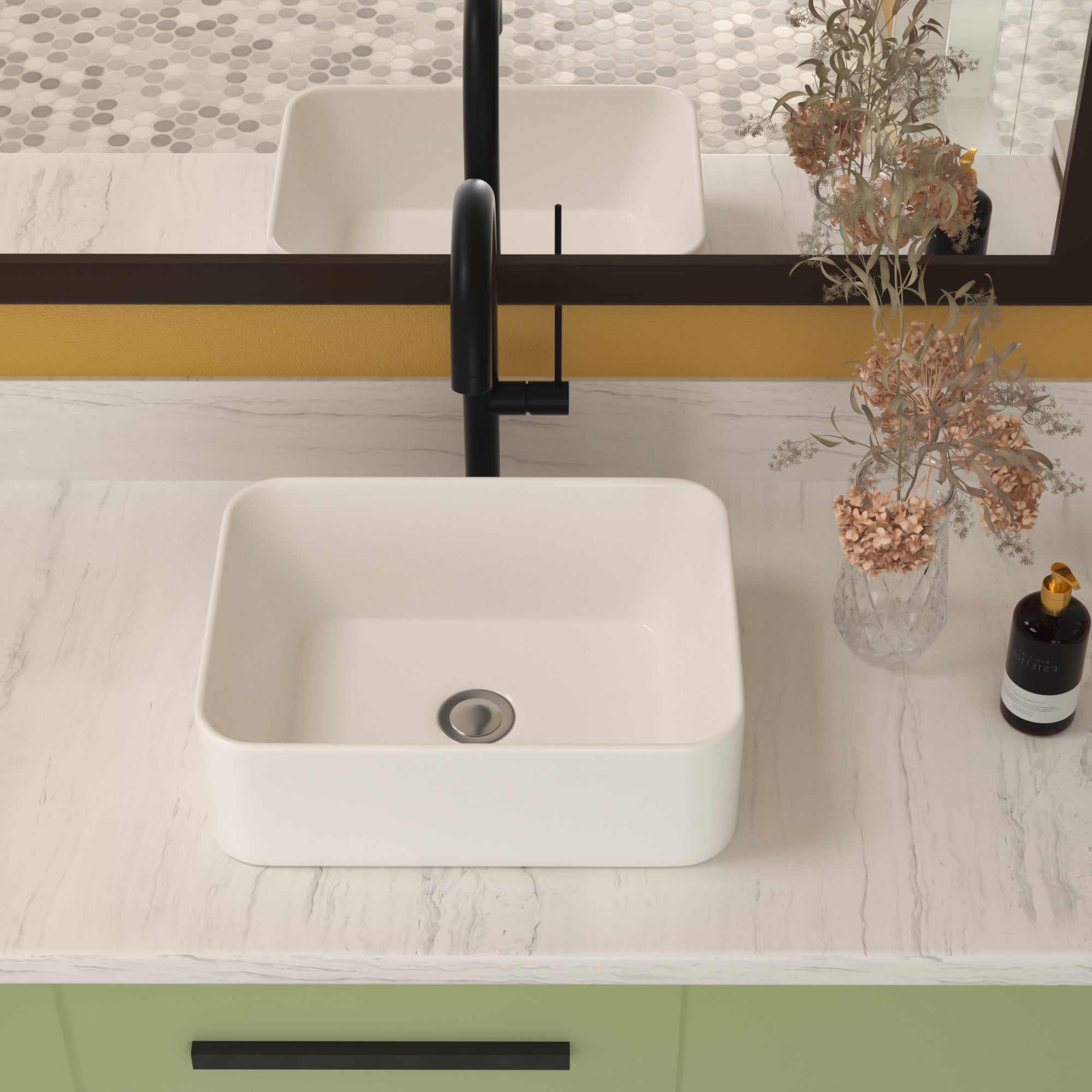 Rectangle Ceramic Vessel Bathroom Sink