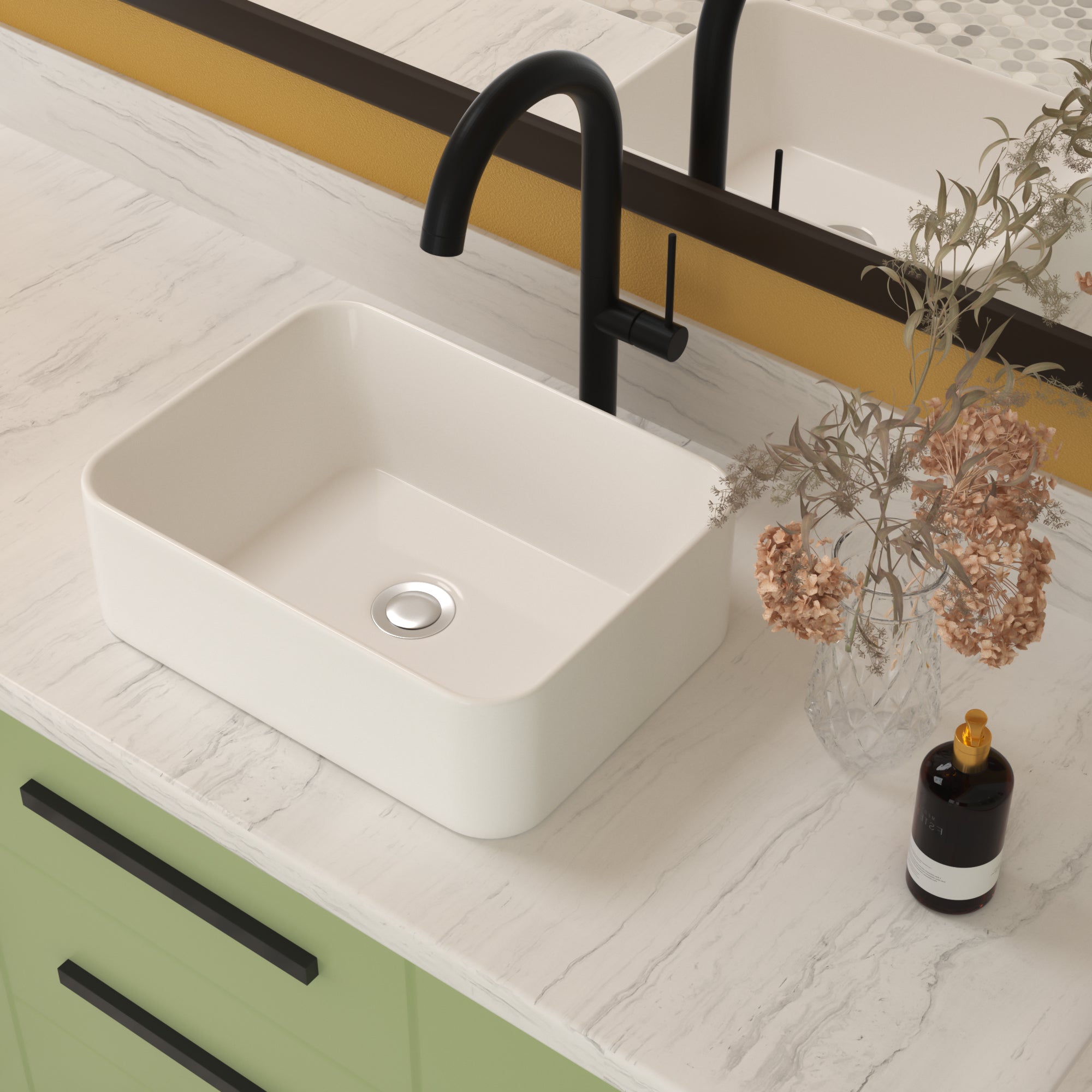 Rectangle Ceramic Vessel Bathroom Sink