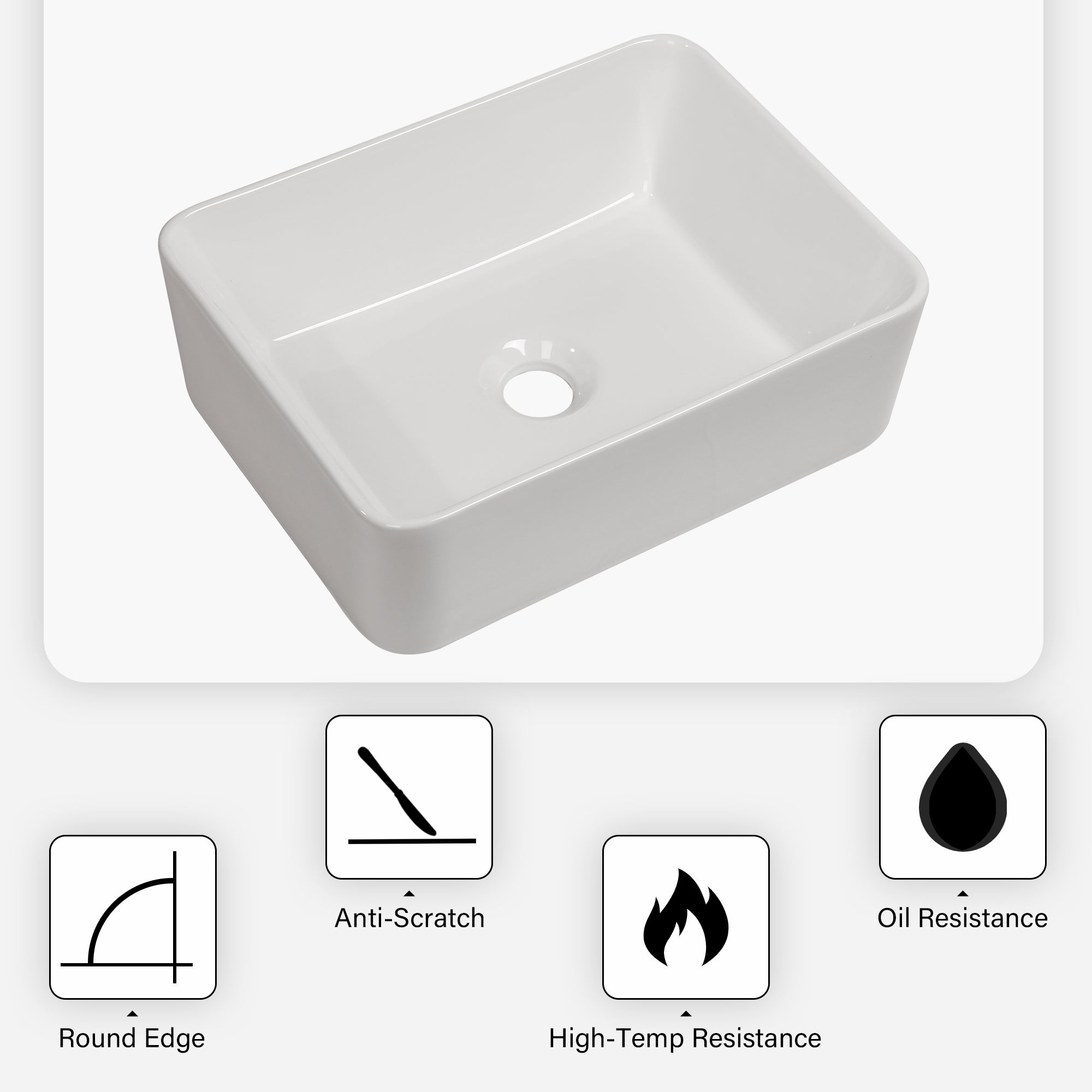Rectangle Ceramic Vessel Bathroom Sink