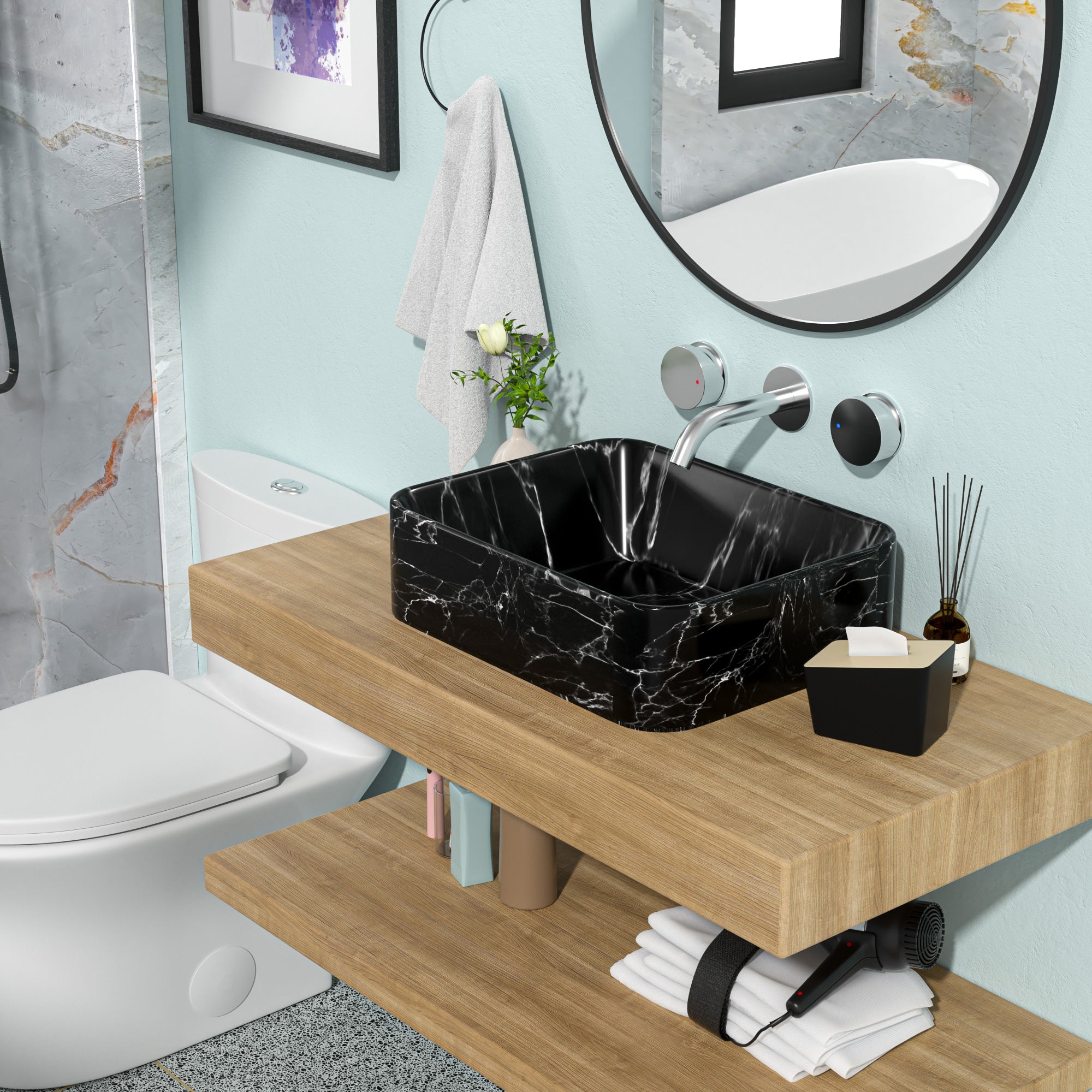 Rectangle Ceramic Vessel Bathroom Sink