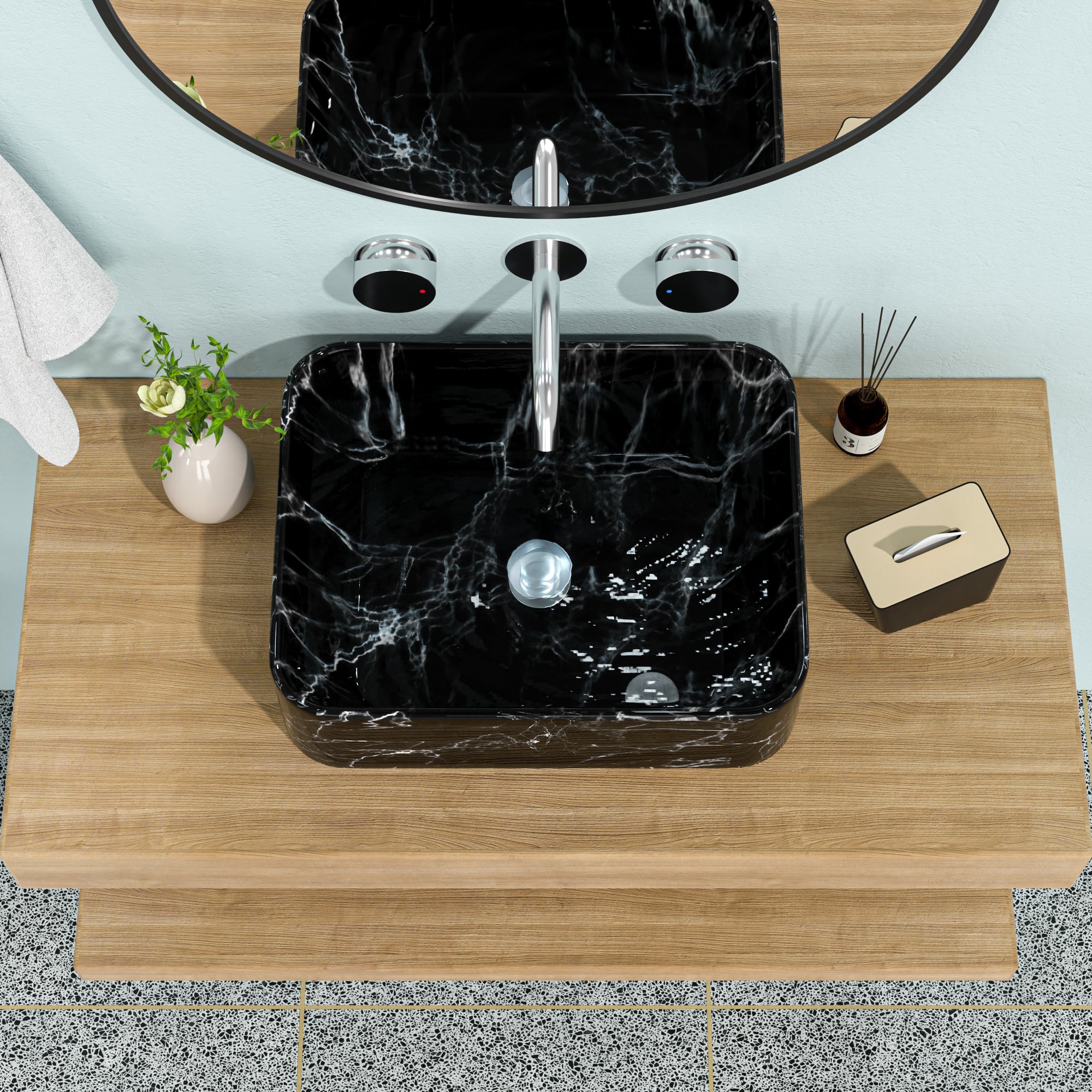 Rectangle Ceramic Vessel Bathroom Sink