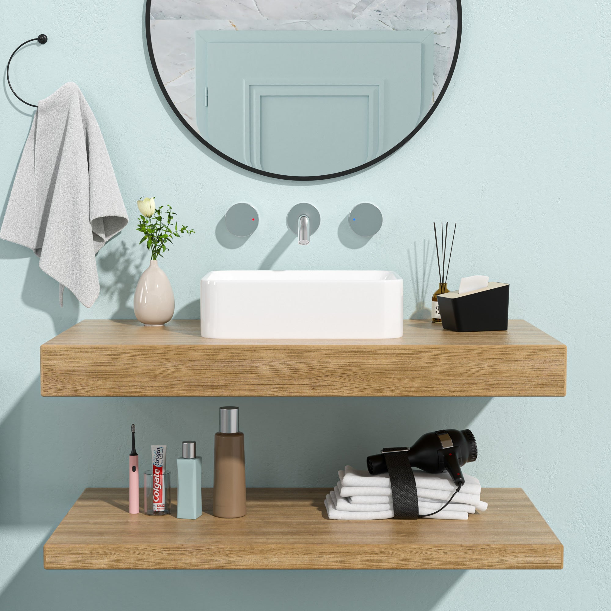 Rectangle Ceramic Vessel Bathroom Sink