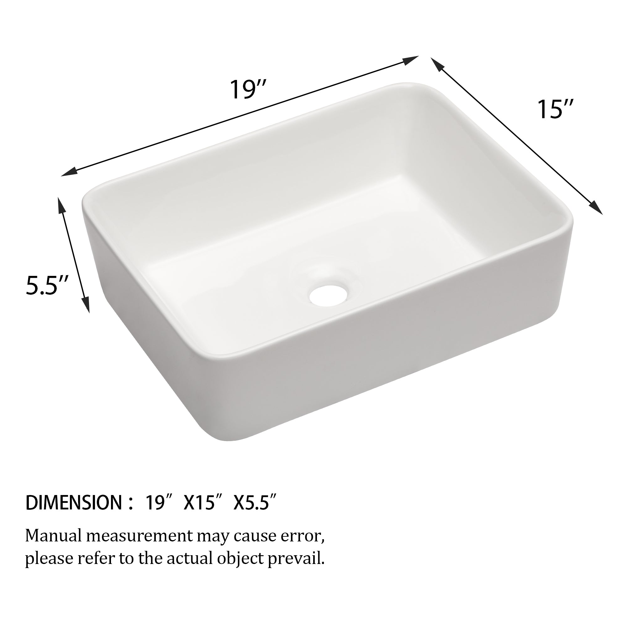 Rectangle Ceramic Vessel Bathroom Sink