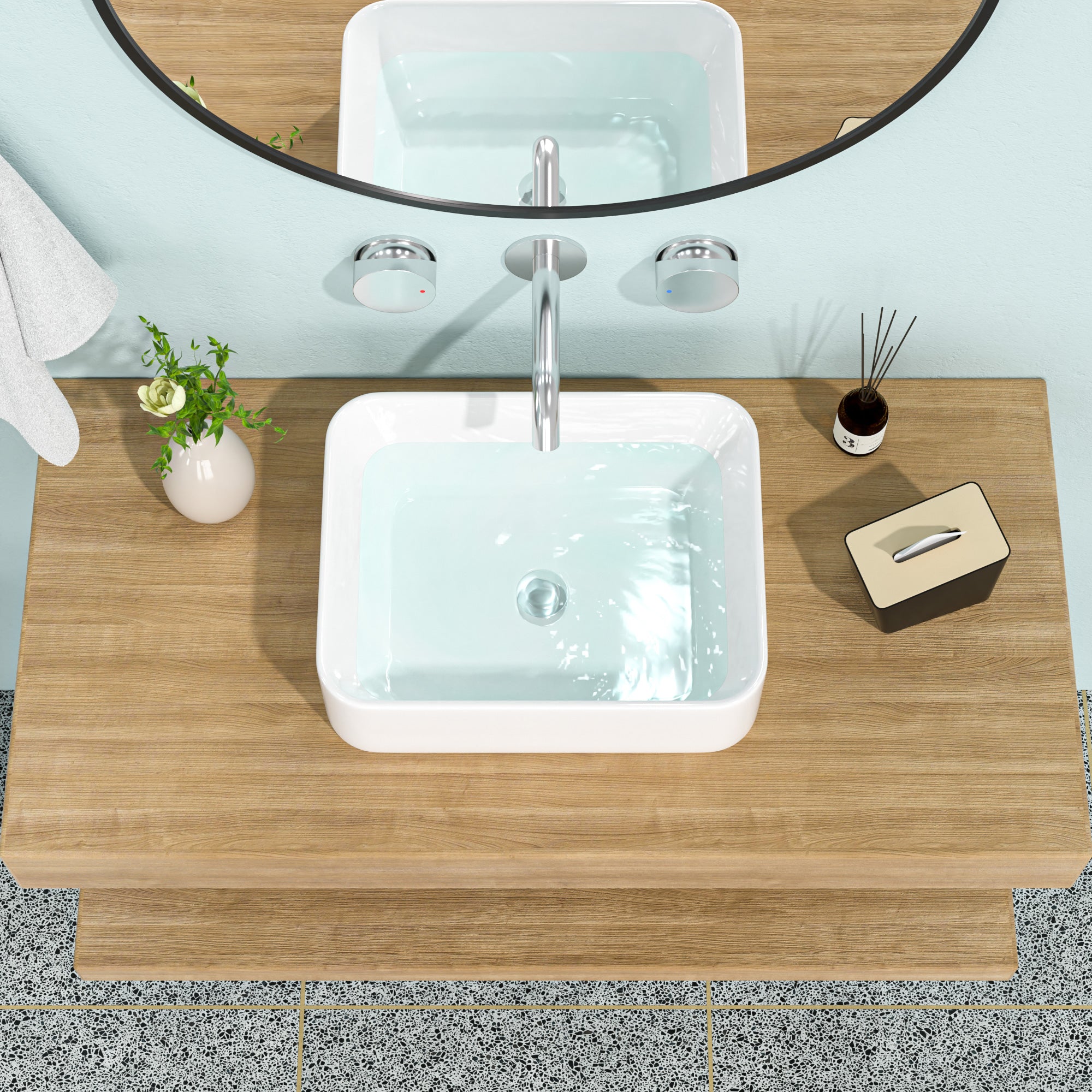 Rectangle Ceramic Vessel Bathroom Sink