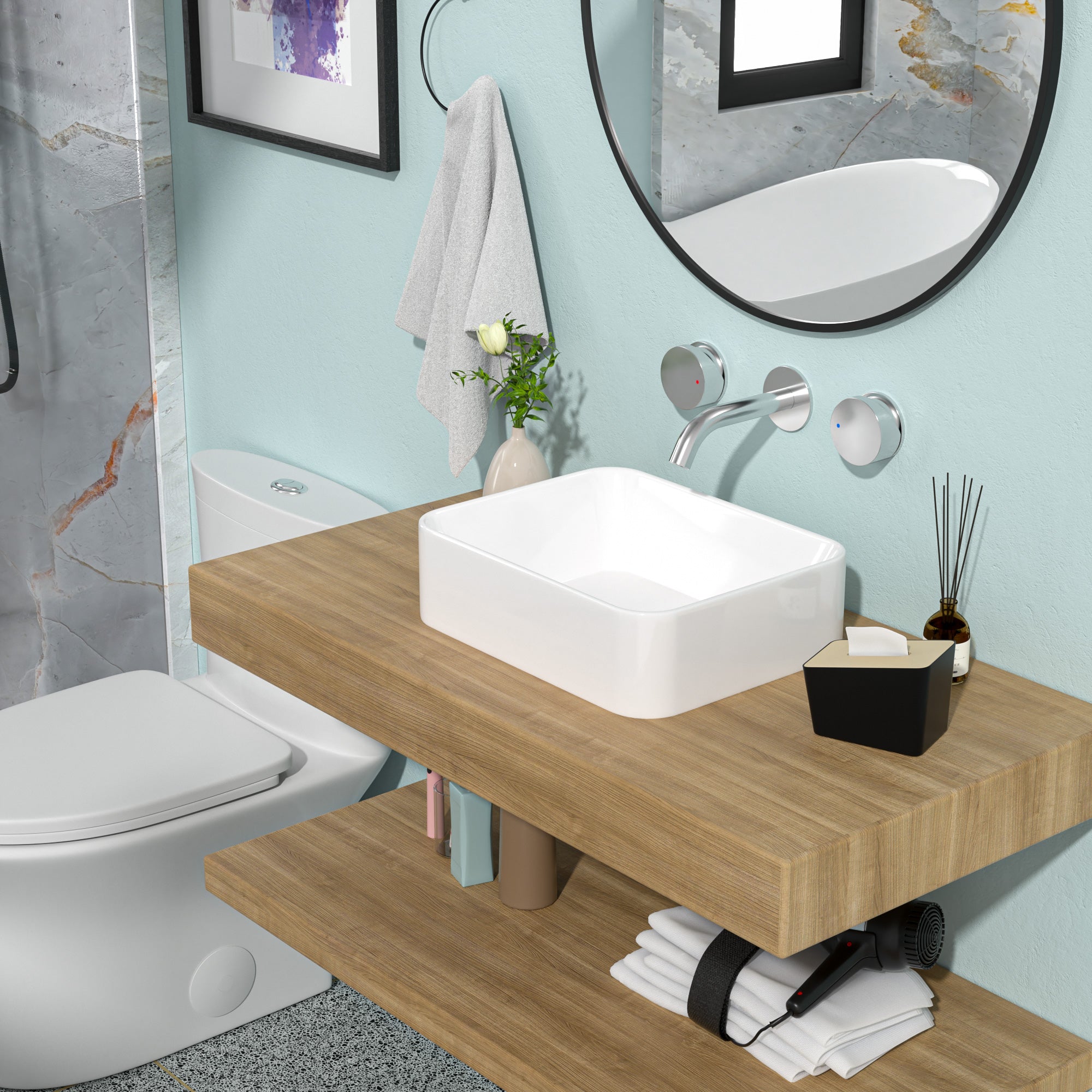 Rectangle Ceramic Vessel Bathroom Sink