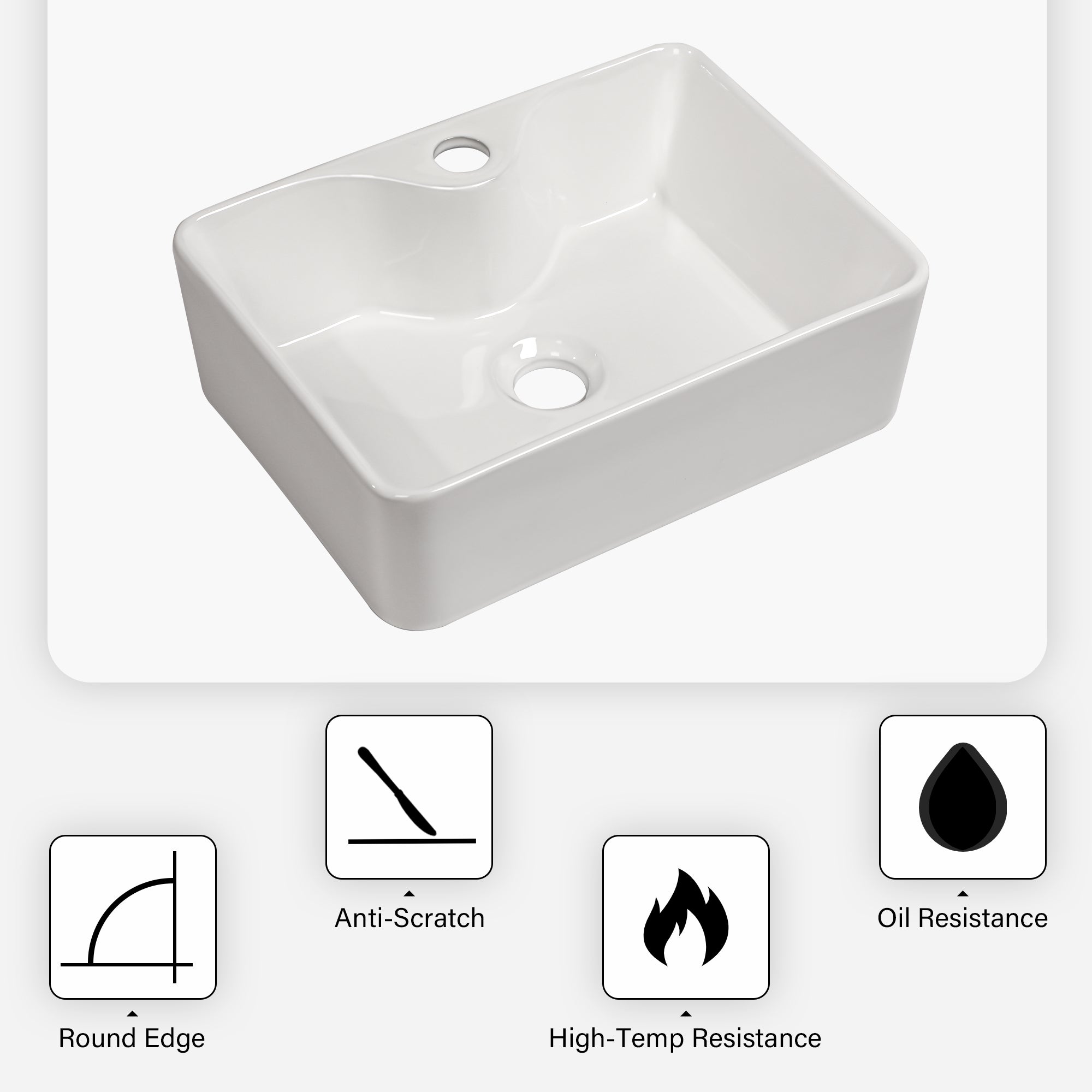 Rectangle Ceramic Vessel Bathroom Sink
