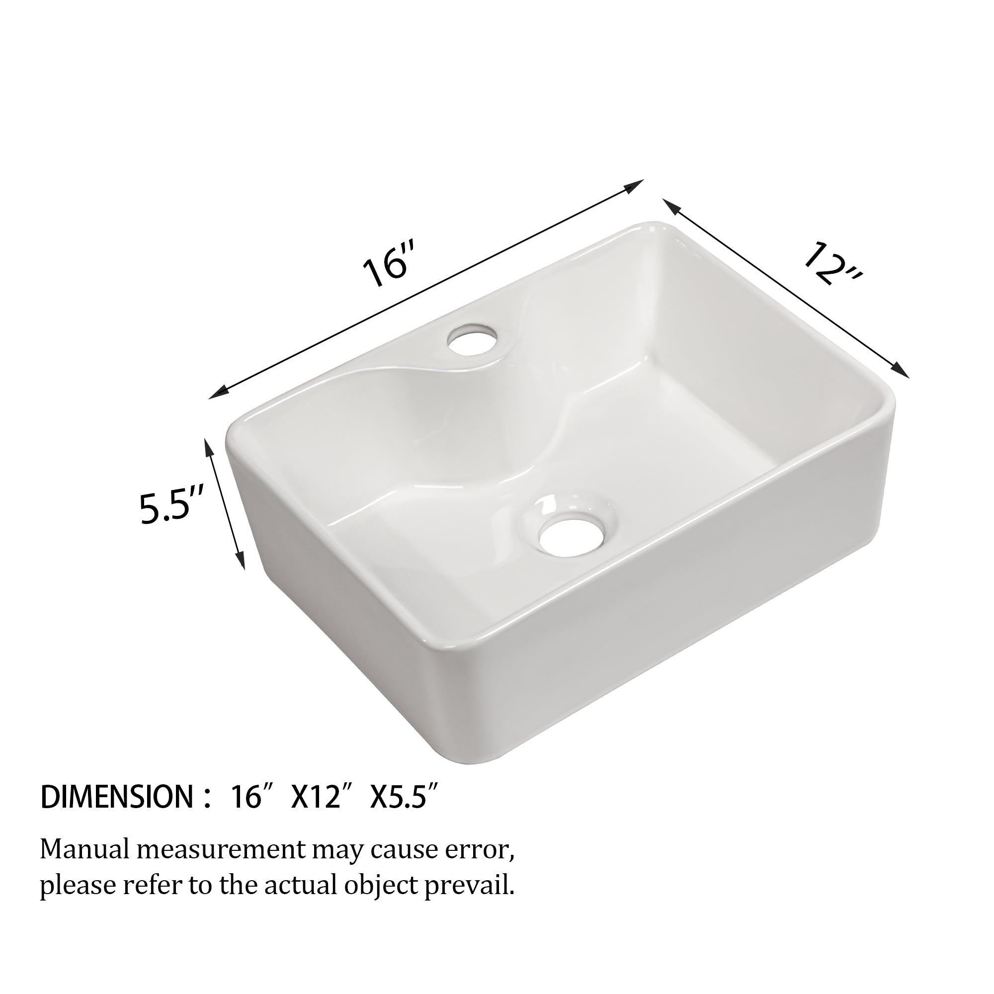 Rectangle Ceramic Vessel Bathroom Sink