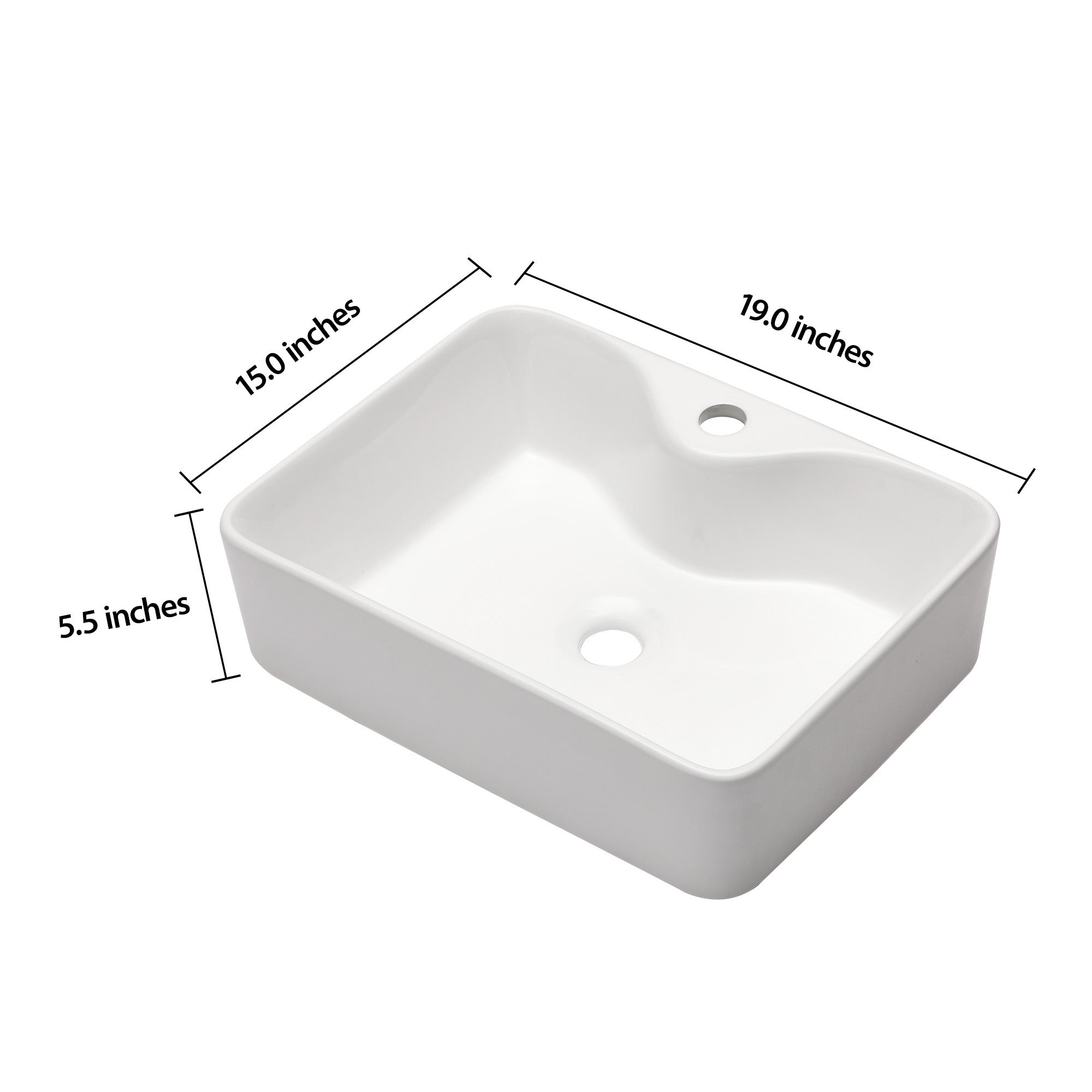 Rectangle Ceramic Vessel Bathroom Sink