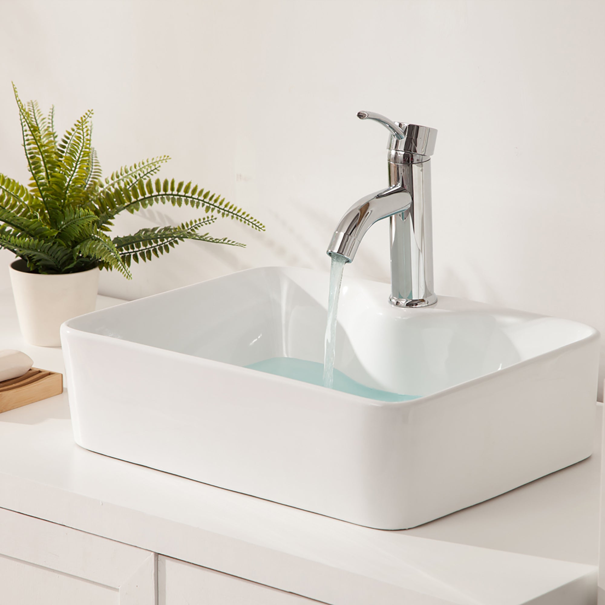 Rectangle Ceramic Vessel Bathroom Sink