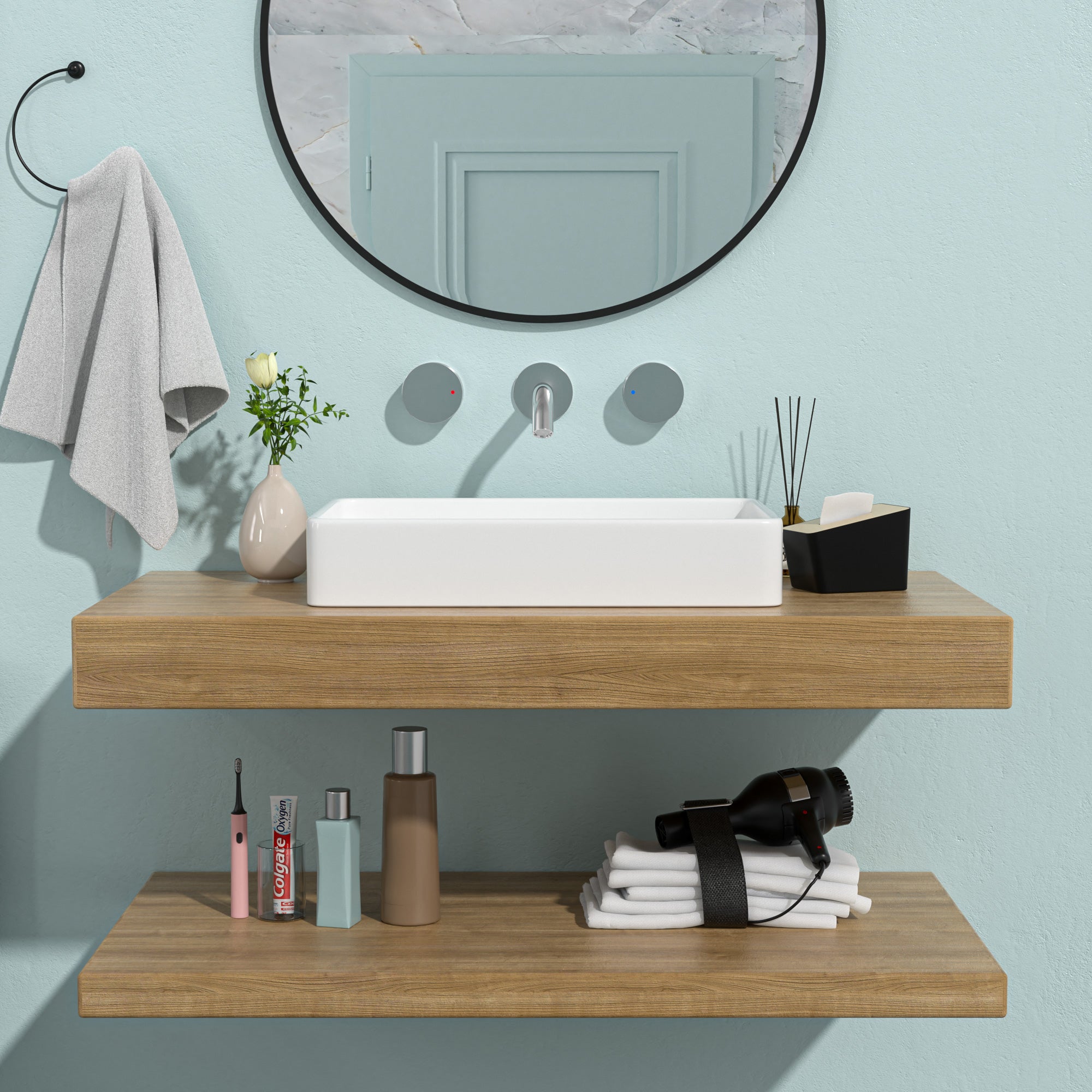 Rectangle Ceramic Vessel Bathroom Sink