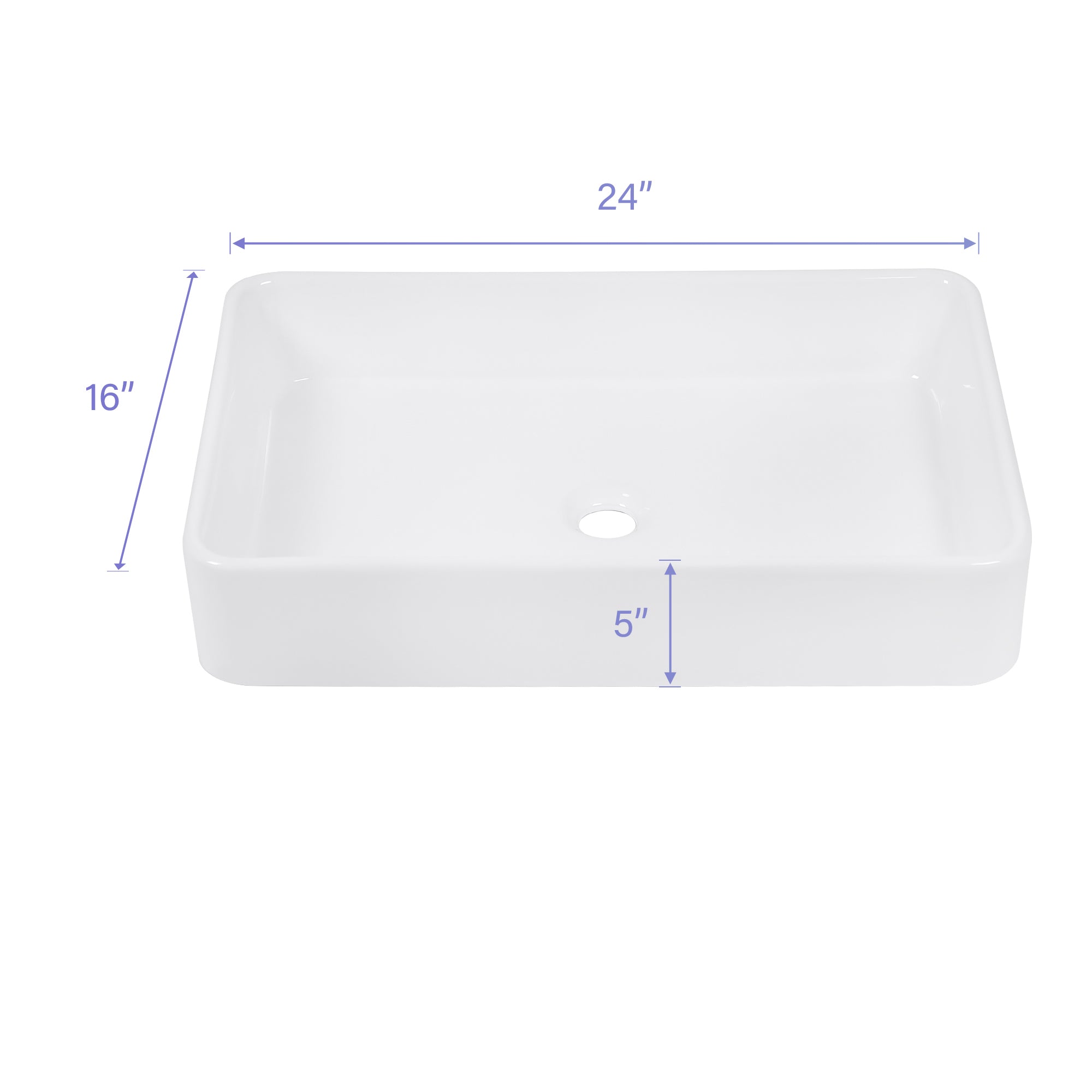 Rectangle Ceramic Vessel Bathroom Sink