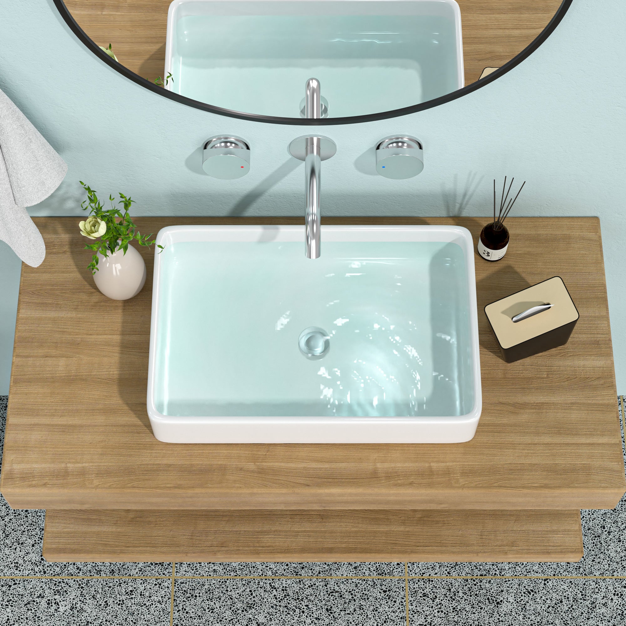 Rectangle Ceramic Vessel Bathroom Sink