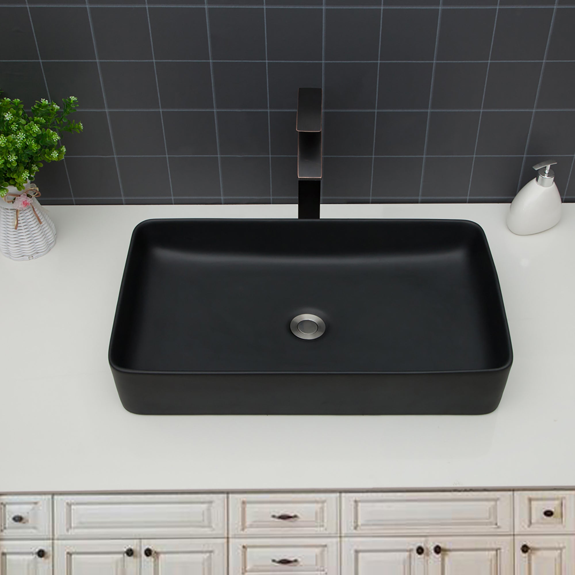 Rectangle Ceramic Vessel Bathroom Sink