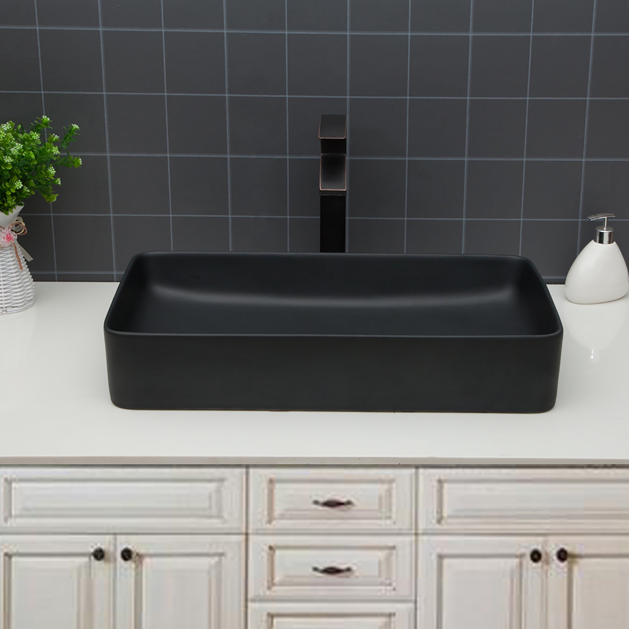 Rectangle Ceramic Vessel Bathroom Sink