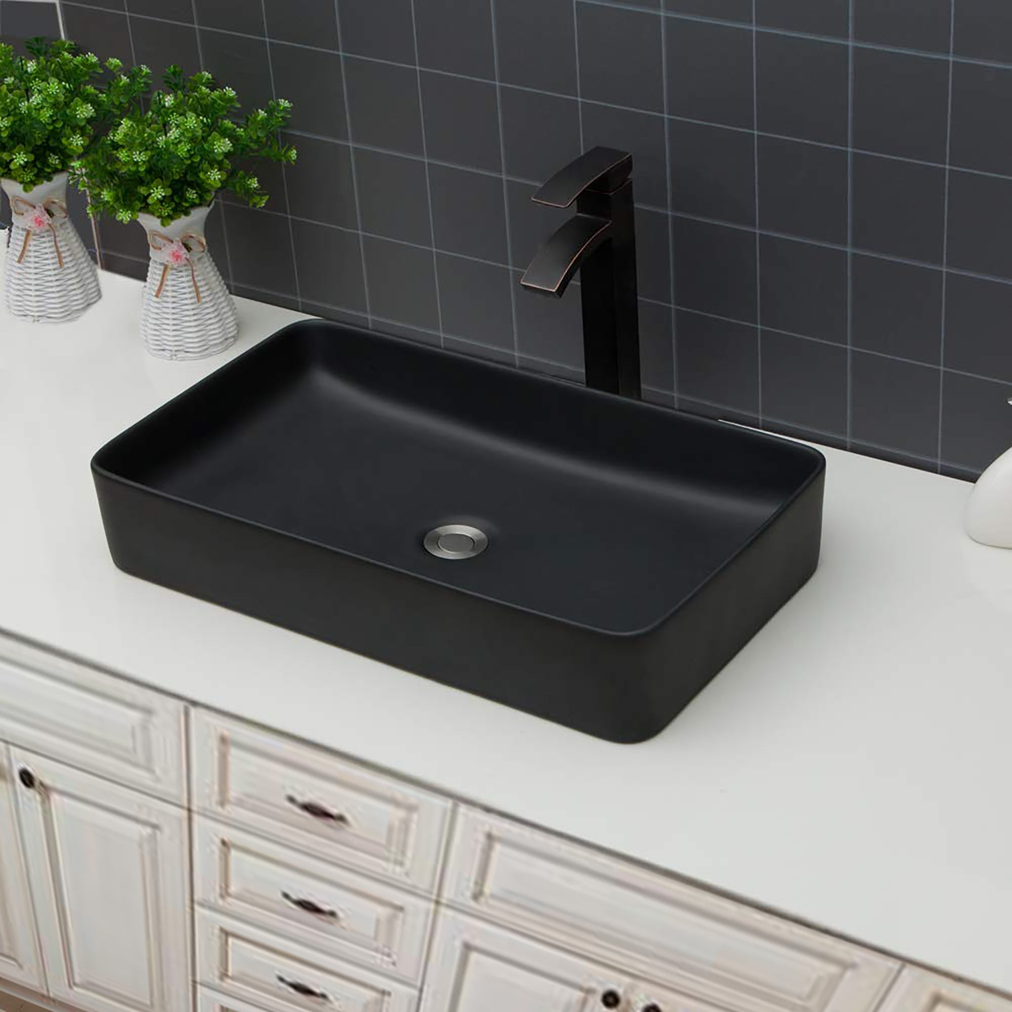 Rectangle Ceramic Vessel Bathroom Sink