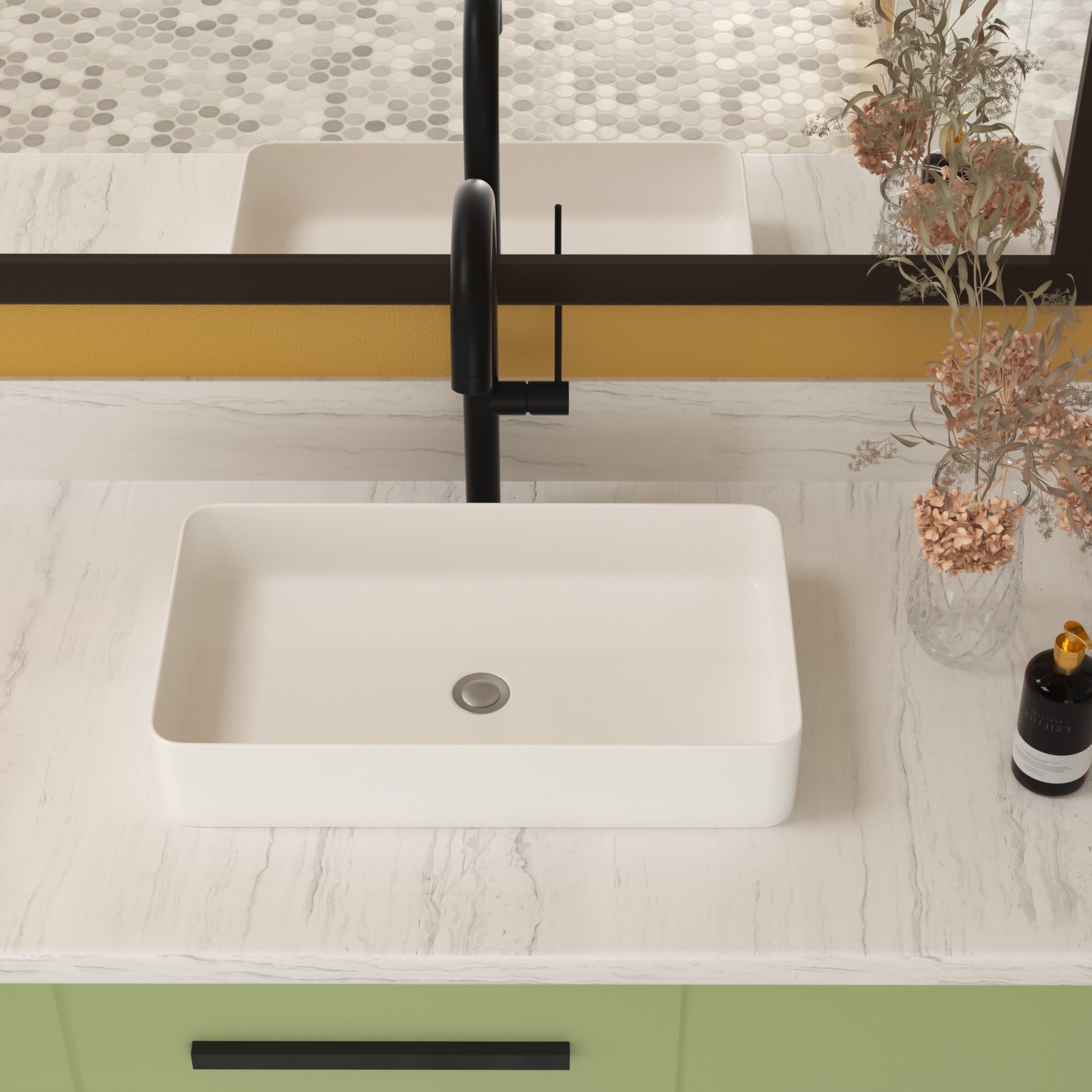 Rectangle Ceramic Vessel Bathroom Sink