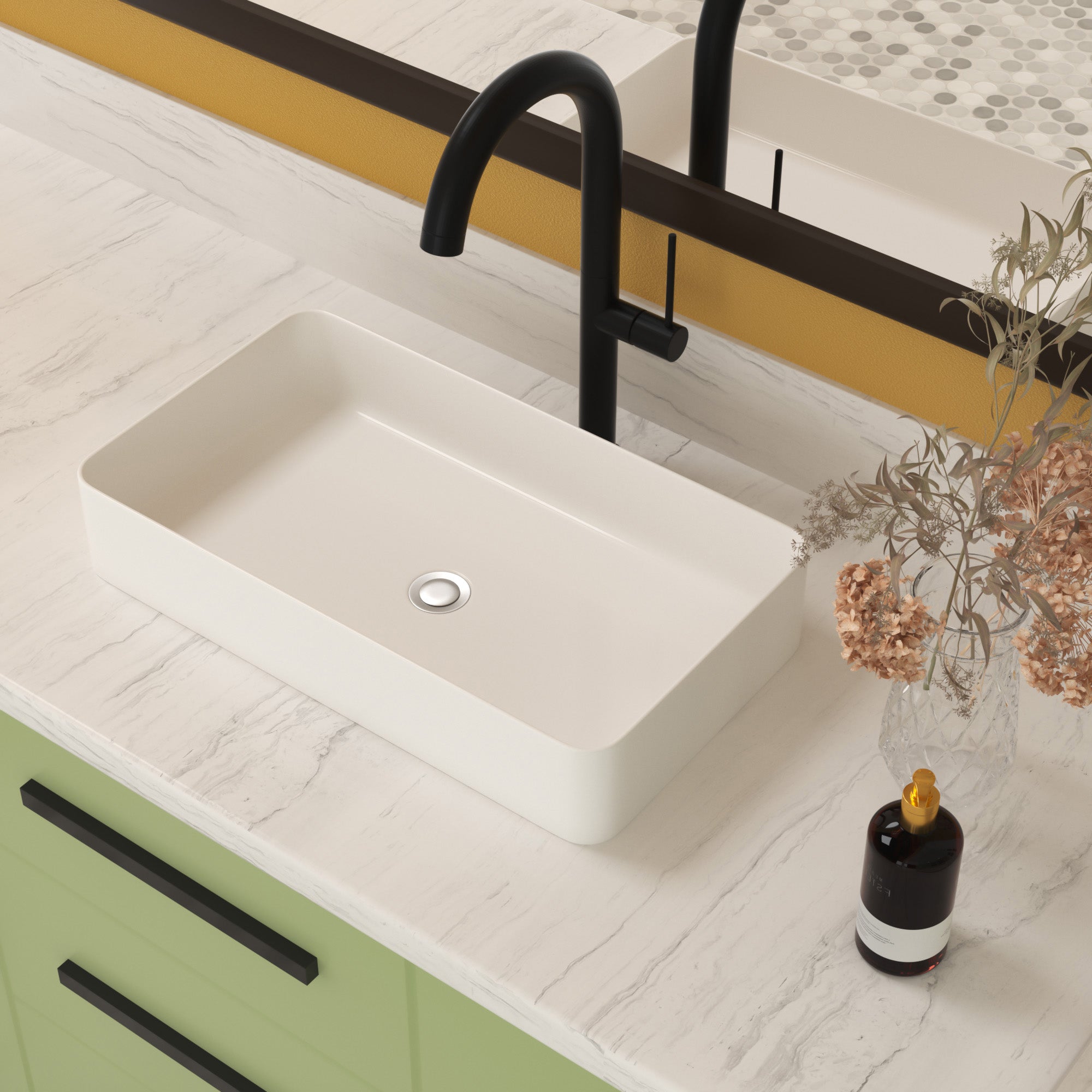 Rectangle Ceramic Vessel Bathroom Sink