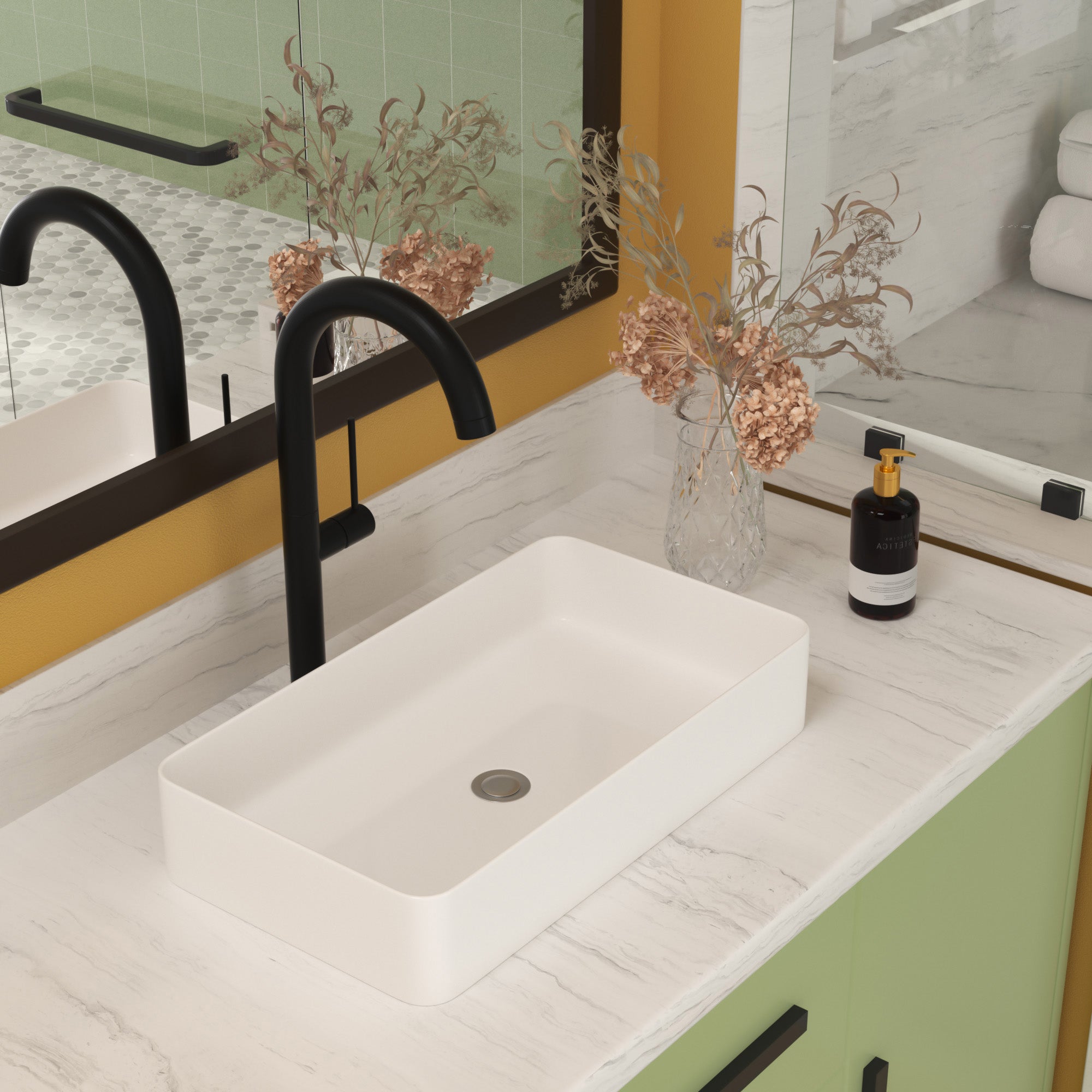 Rectangle Ceramic Vessel Bathroom Sink