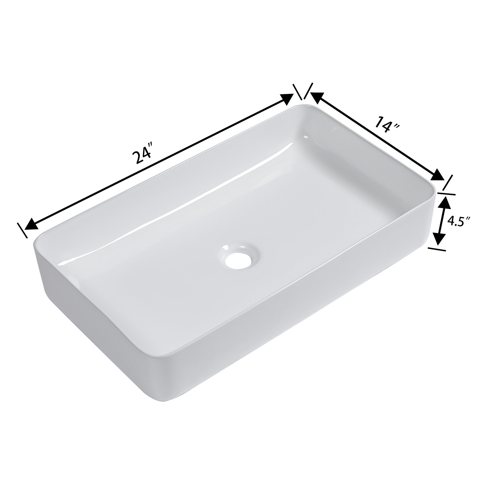 Rectangle Ceramic Vessel Bathroom Sink