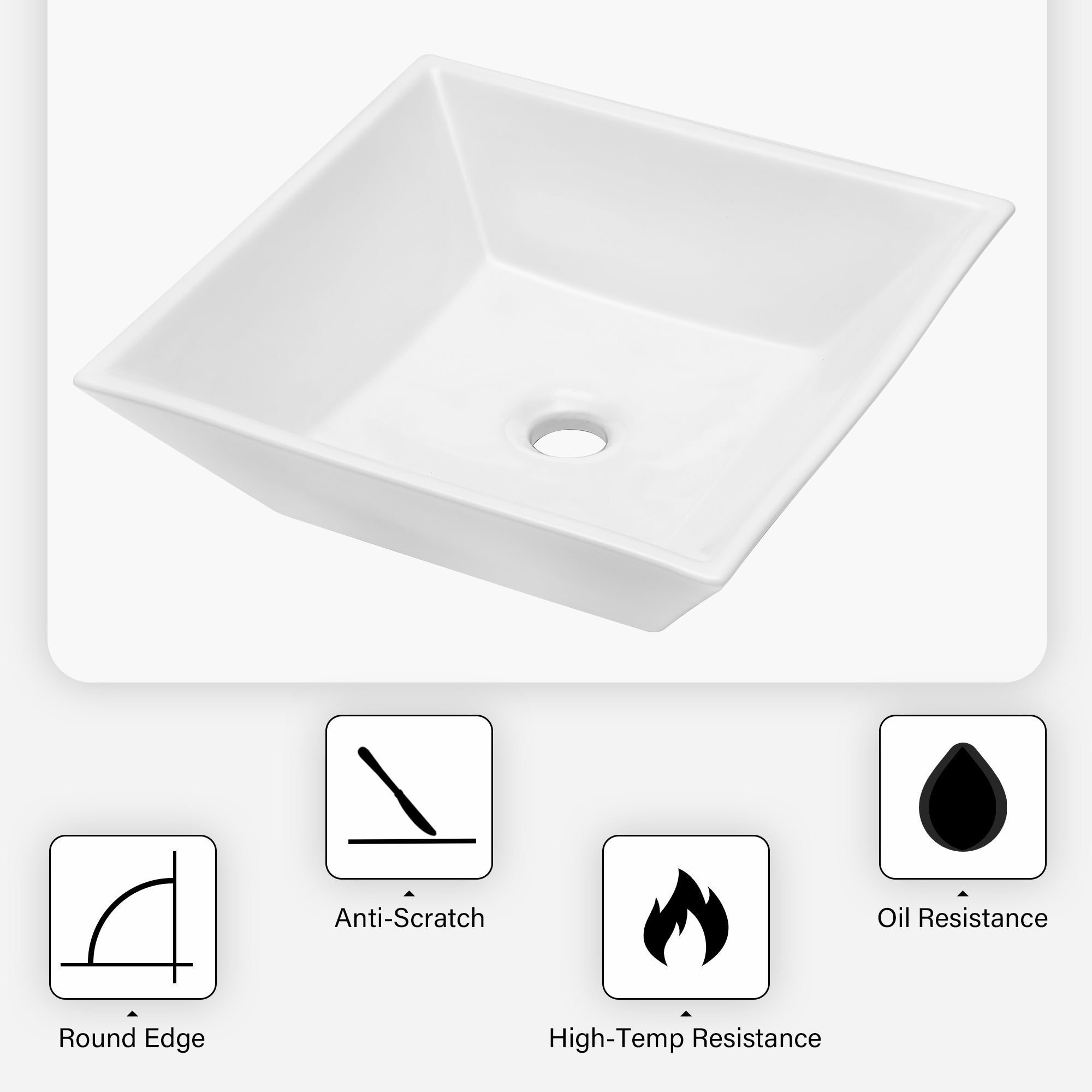 Square Ceramic Vessel Bathroom Sink